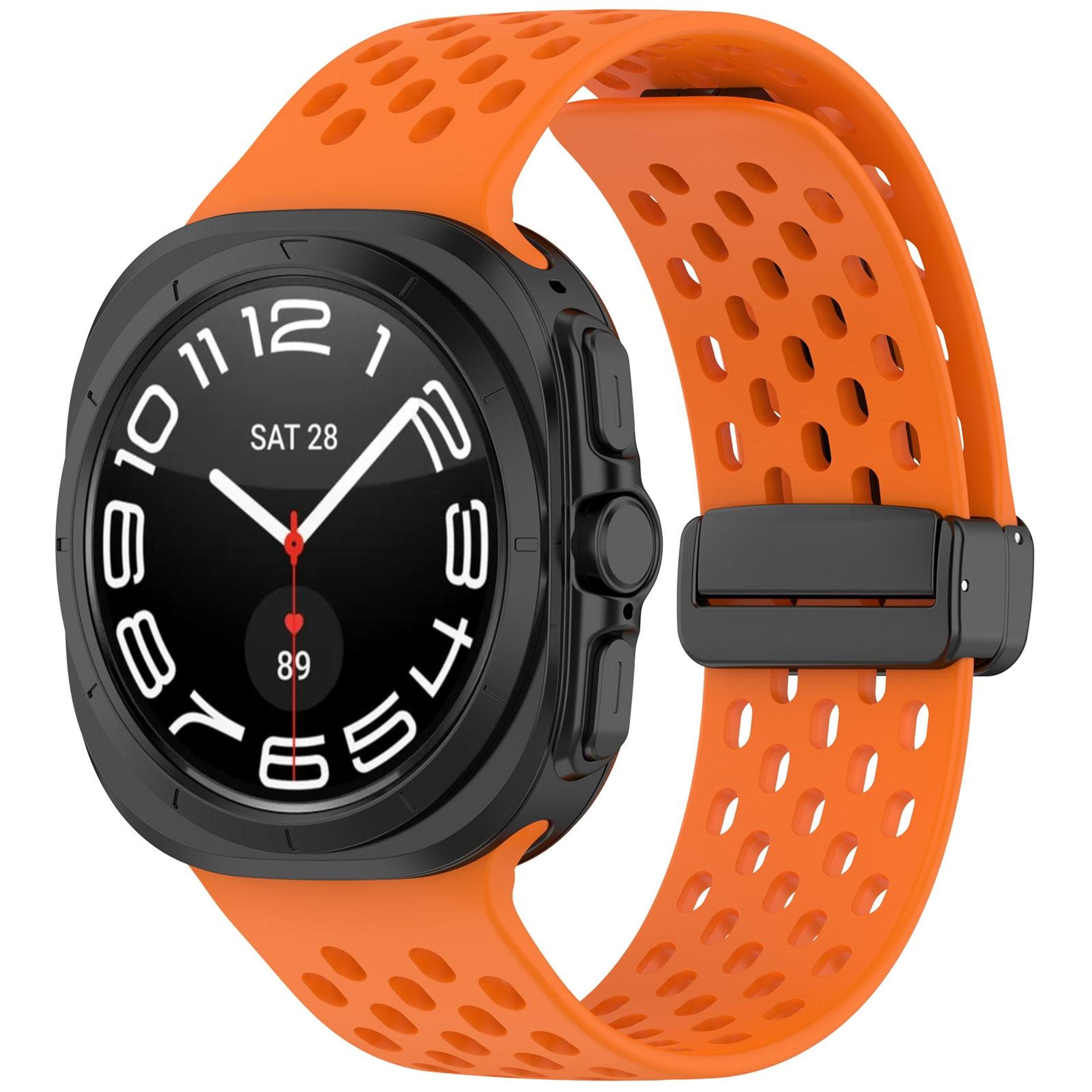 samsung galaxy watch ultra 47mm magnetic silicone watch band with folding buckle sport strap