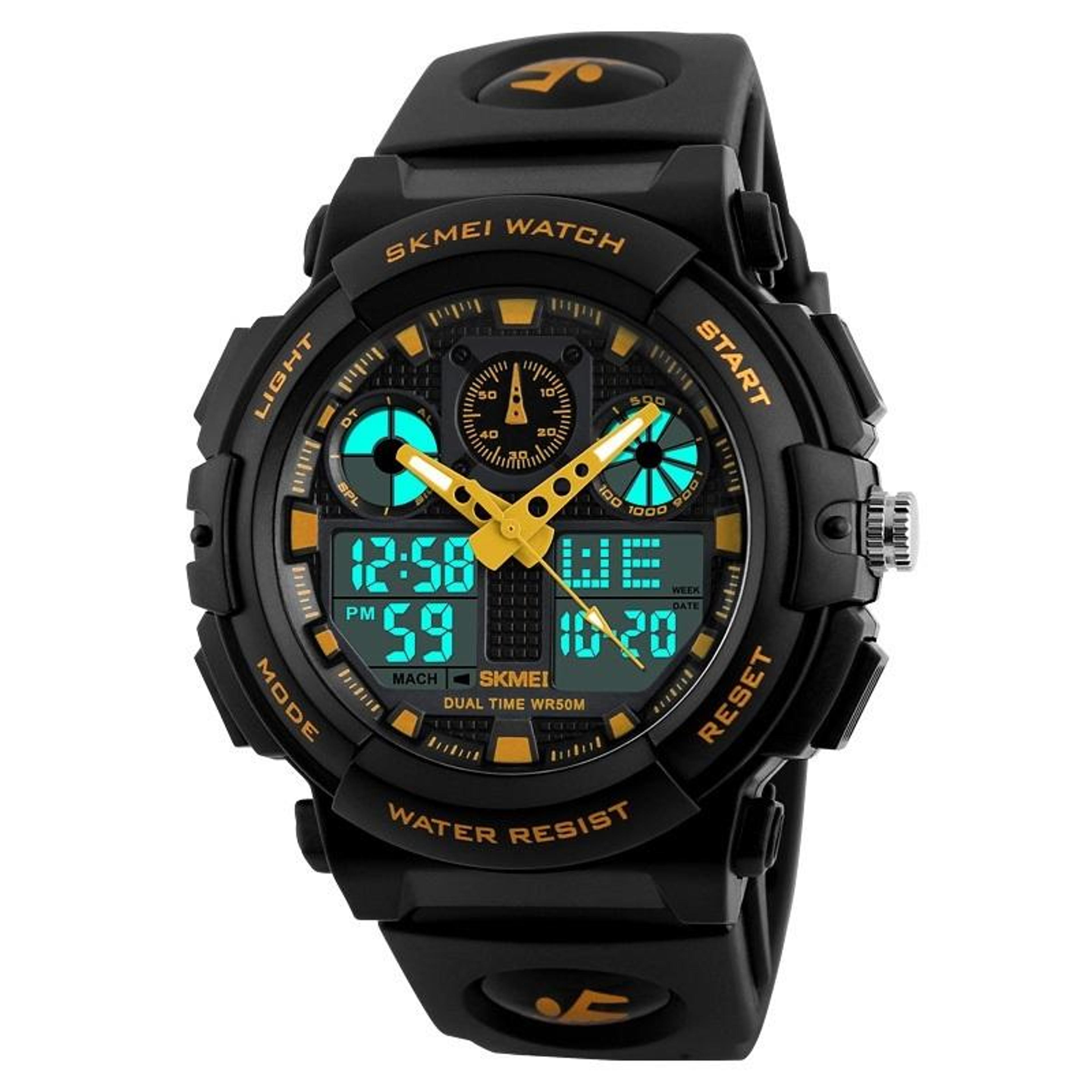 skmei 1270 mens sports watch dual display waterproof watch with led light and stopwatch