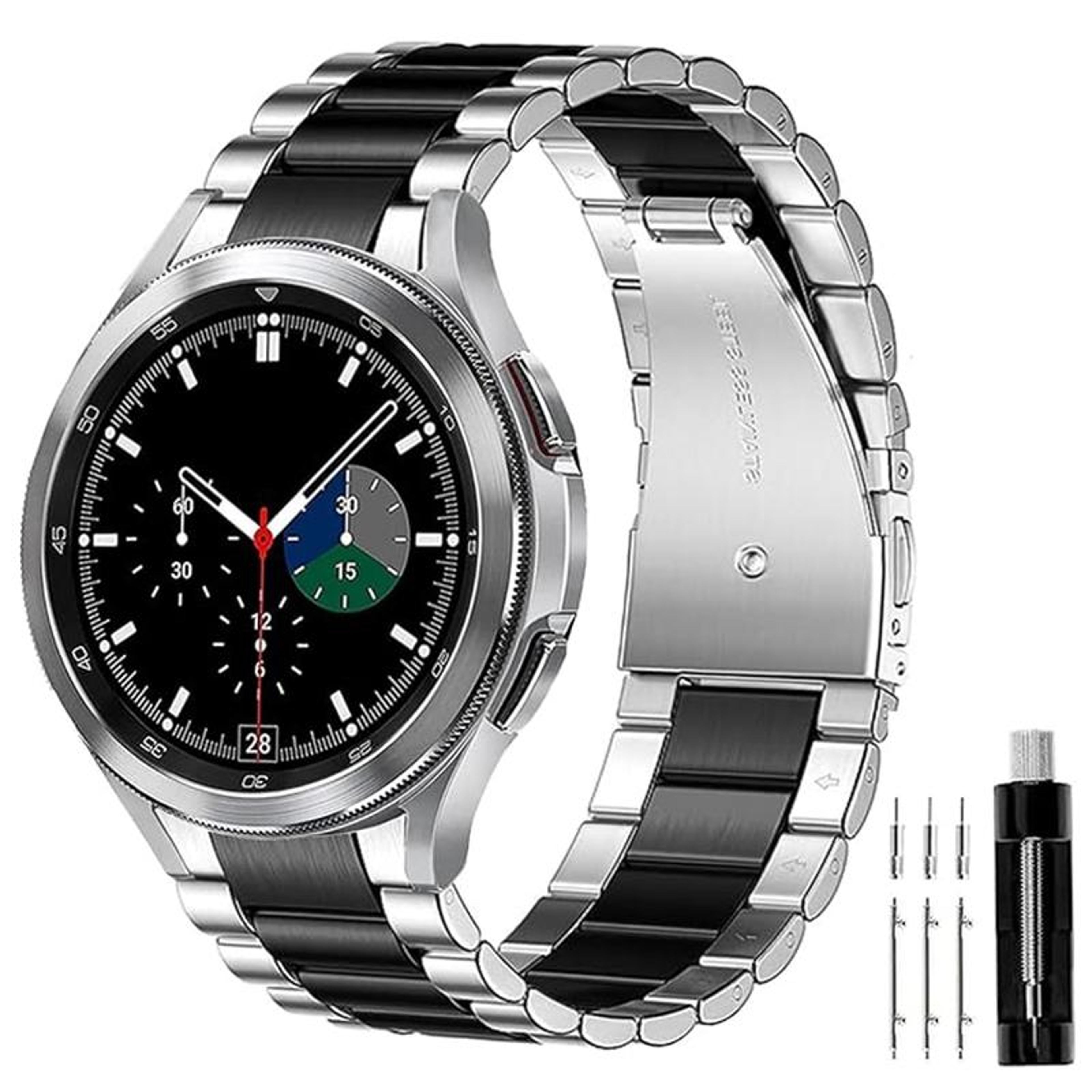 samsung galaxy watch 6 5 4 stainless steel watch band three bead metal replacement strap