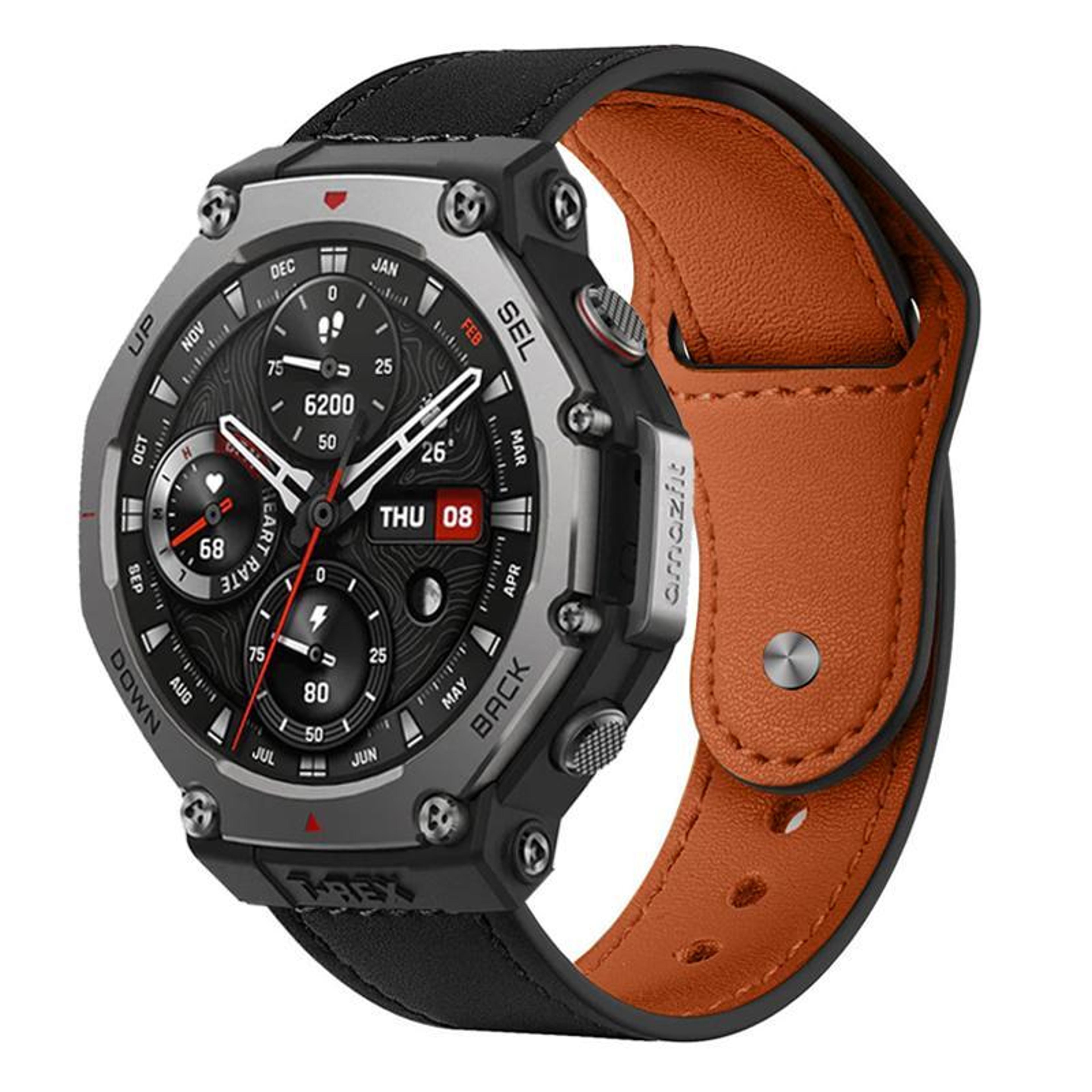 amazfit t rex 3 genuine leather watch band rivet buckle premium replacement strap