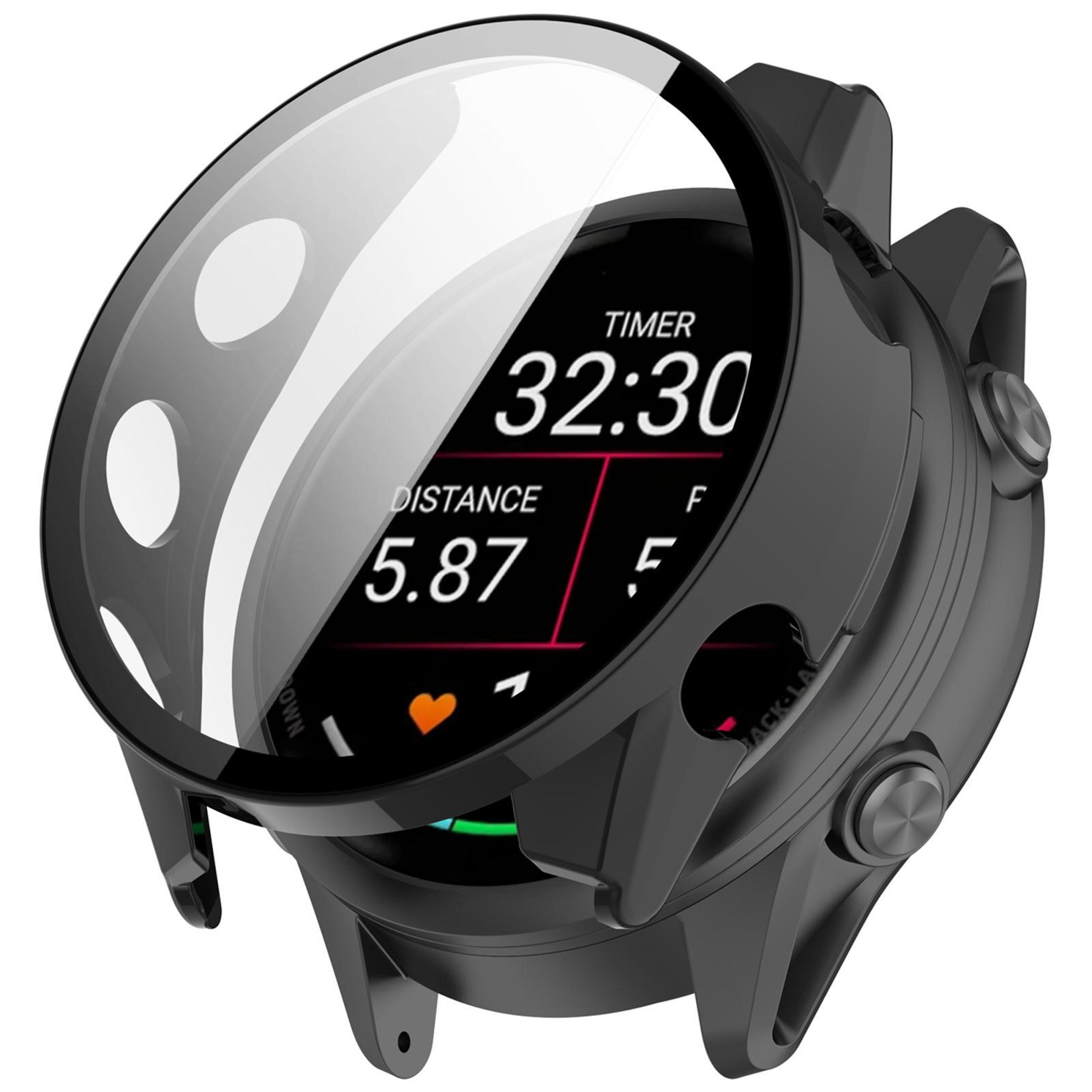 garmin forerunner 970 protective case with tempered glass screen protector pc full coverage cover