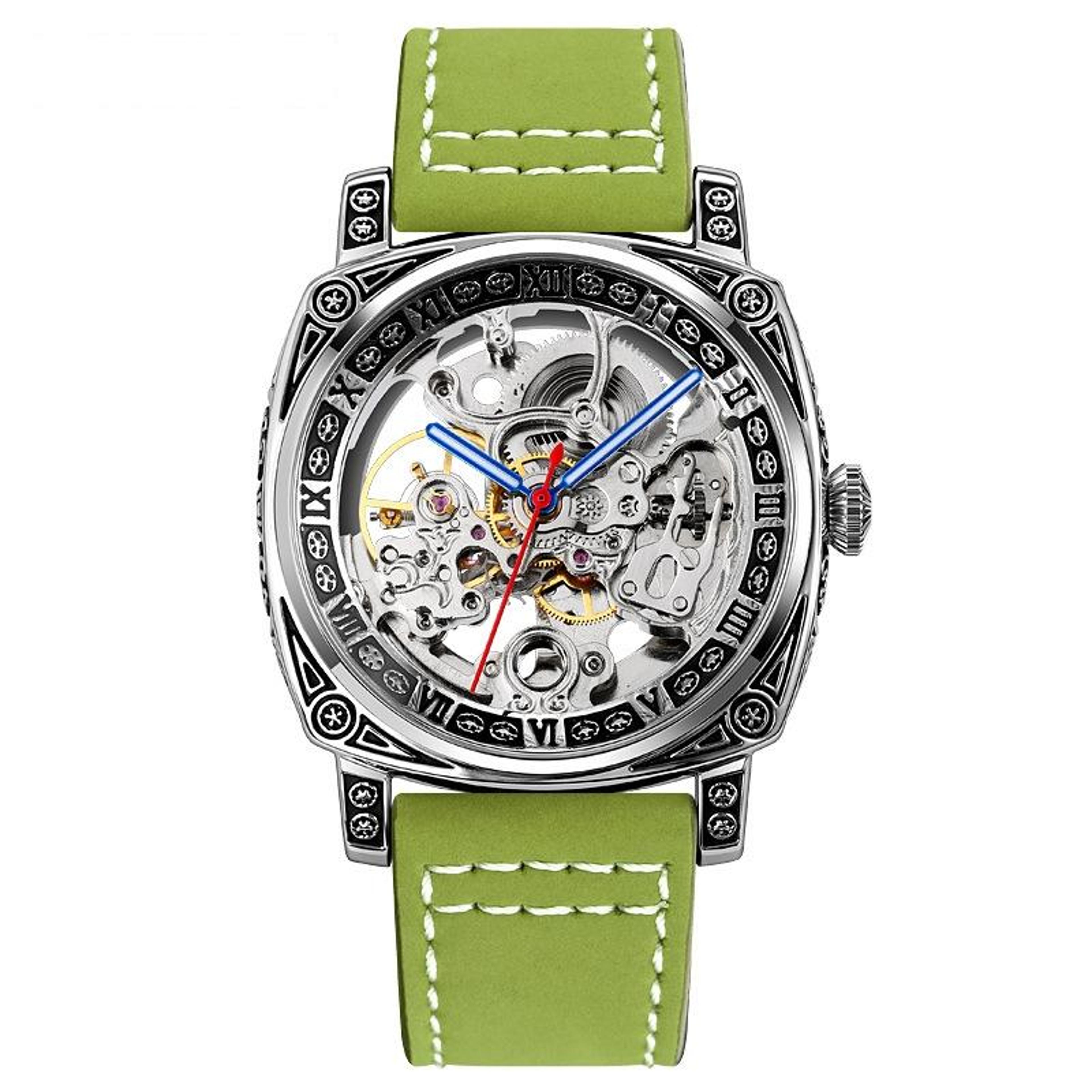 skmei 9271 automatic mechanical watch waterproof leather strap men's dress watch