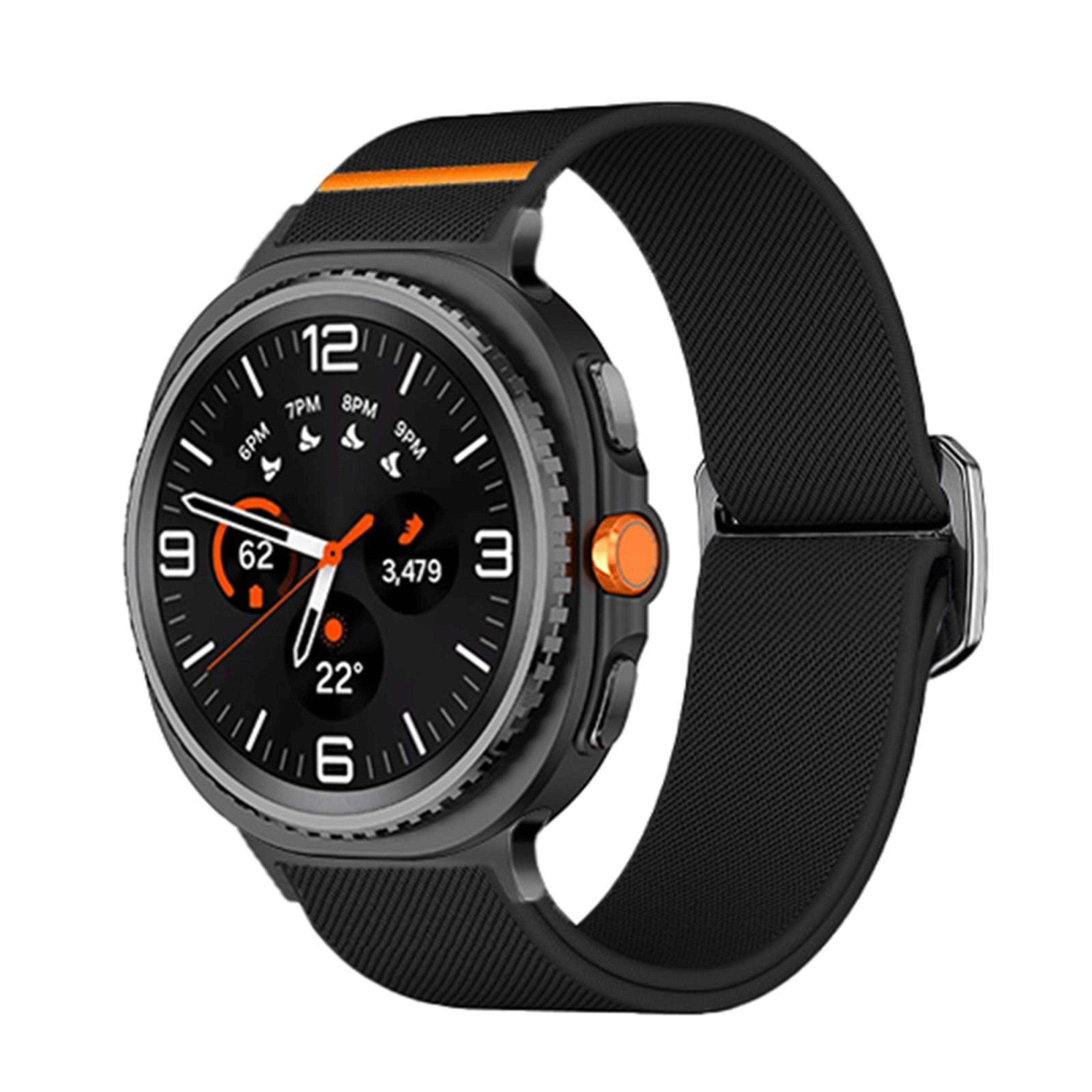 samsung galaxy watch8 classic elastic nylon watch band adjustable bull bead buckle strap