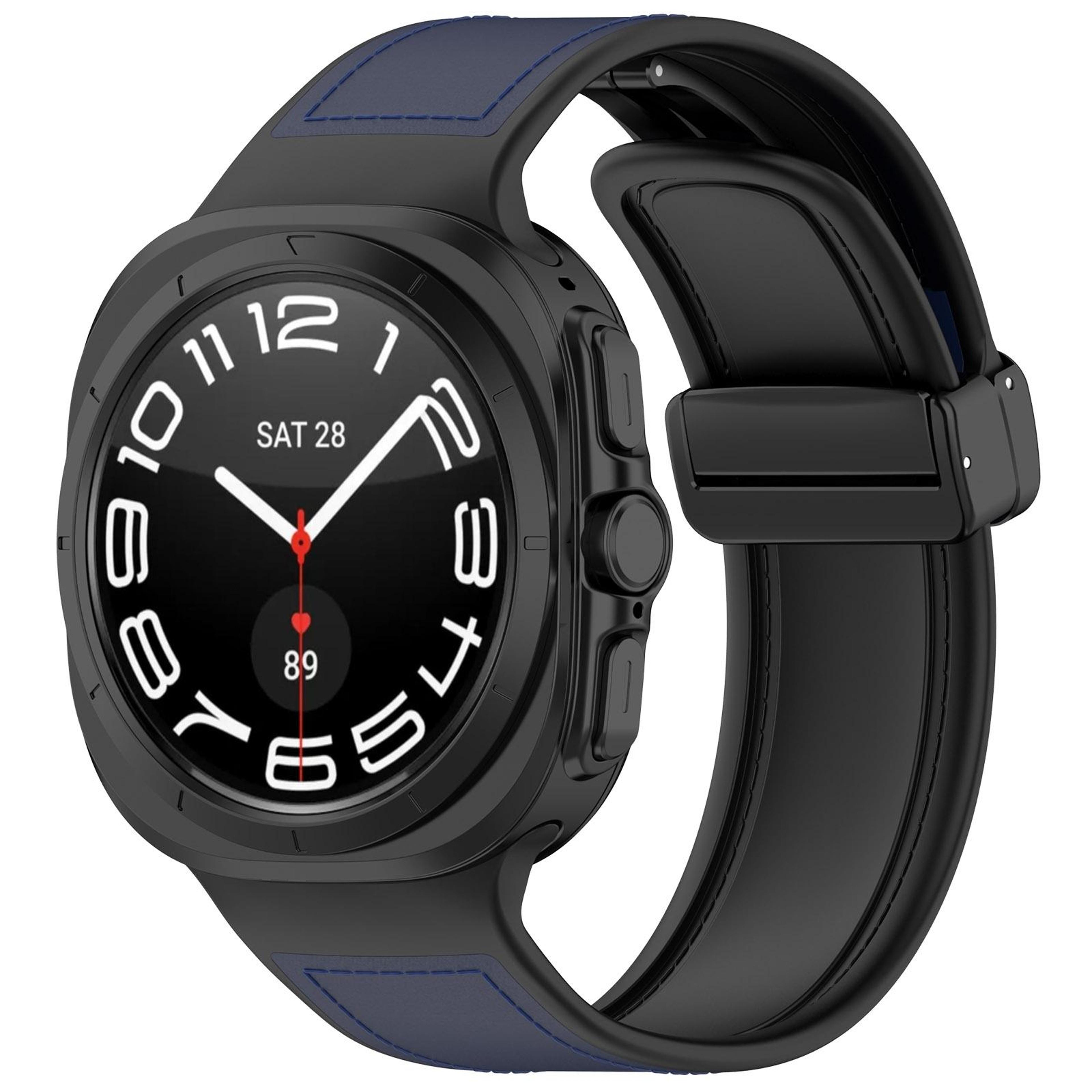samsung galaxy watch ultra 47mm magnetic leather watch band silicone hybrid folding buckle strap