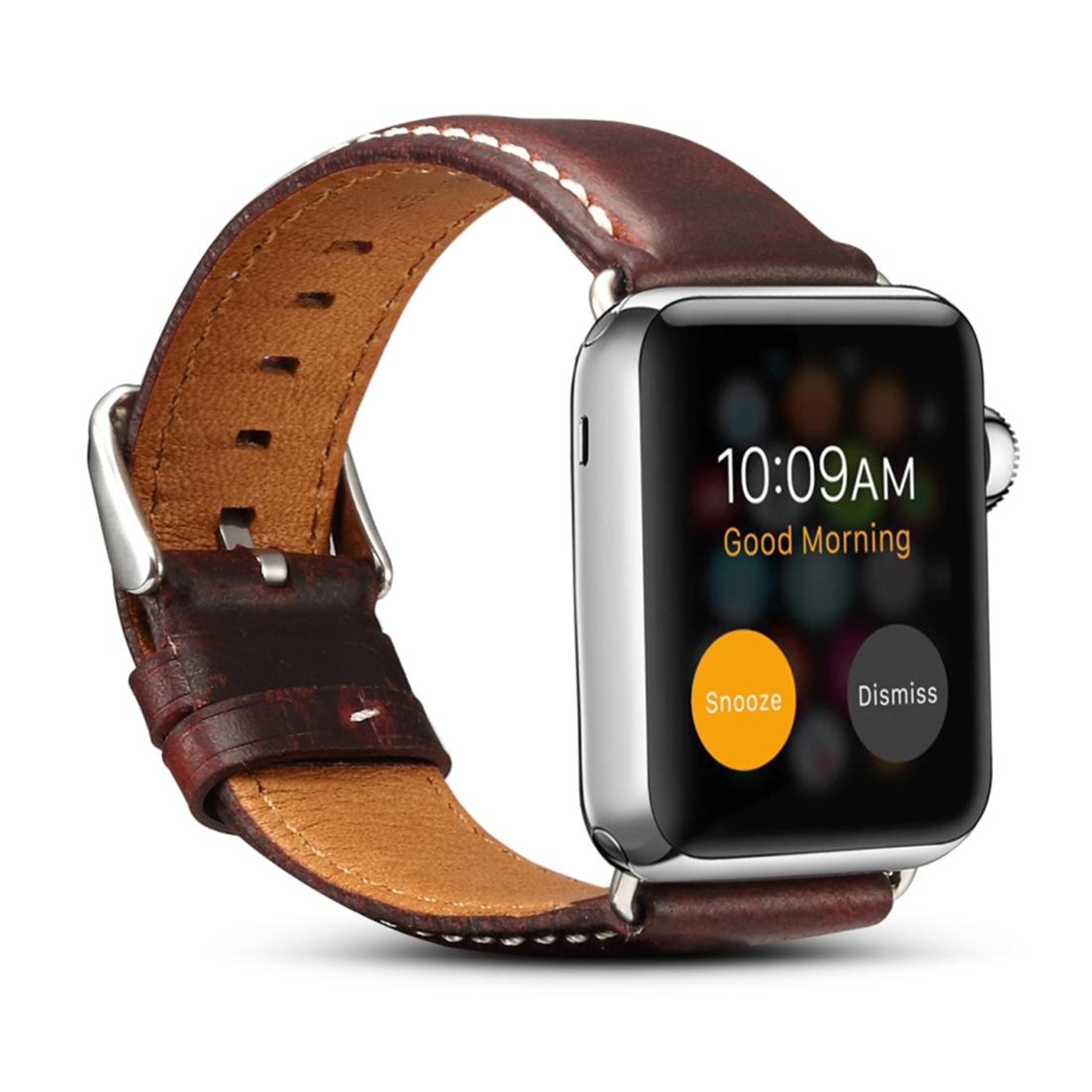 denior apple watch leather band retro oil wax leather watch strap for apple watch series 1 to 7