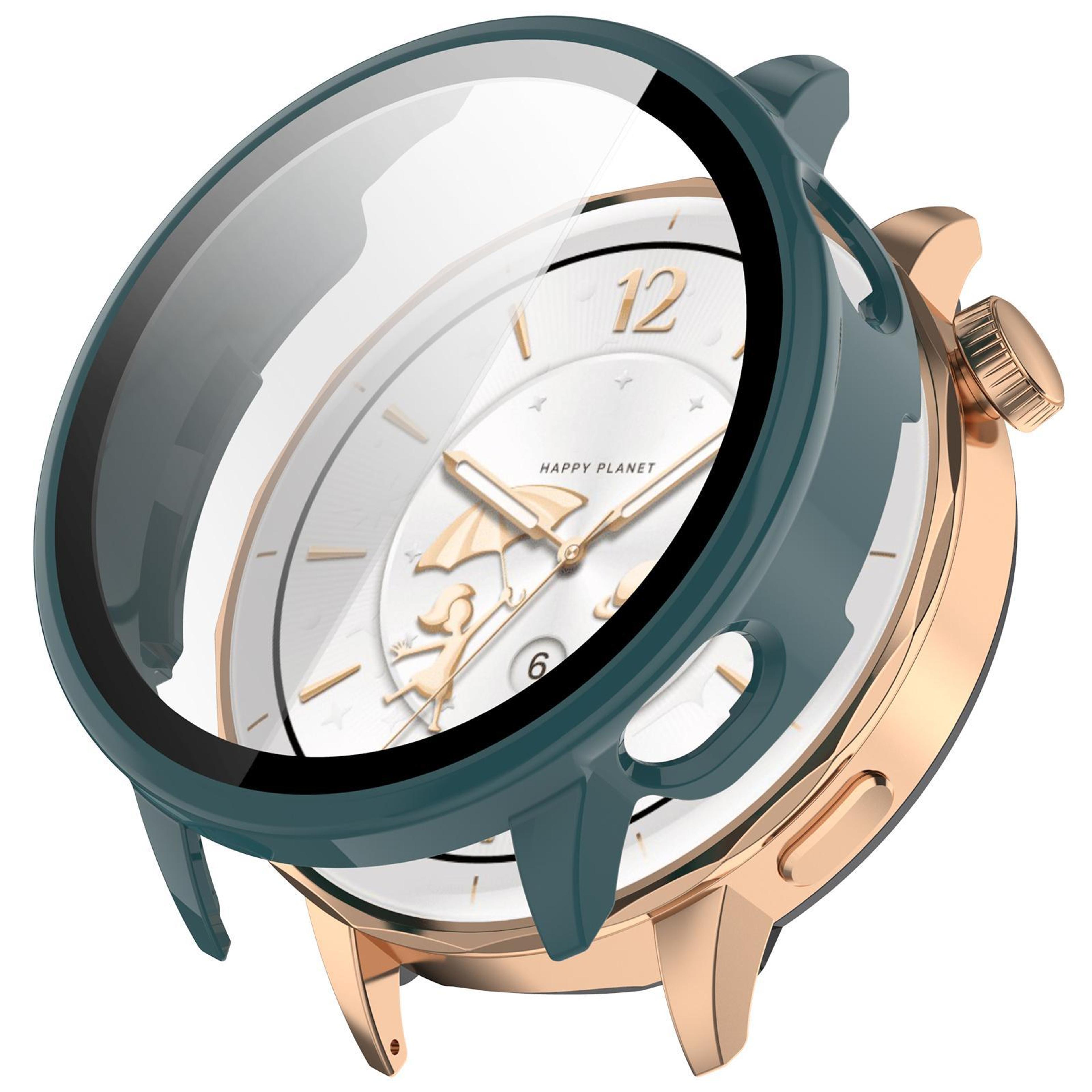 oneplus watch 3 43mm protective case with tempered glass screen protector full coverage pc cover