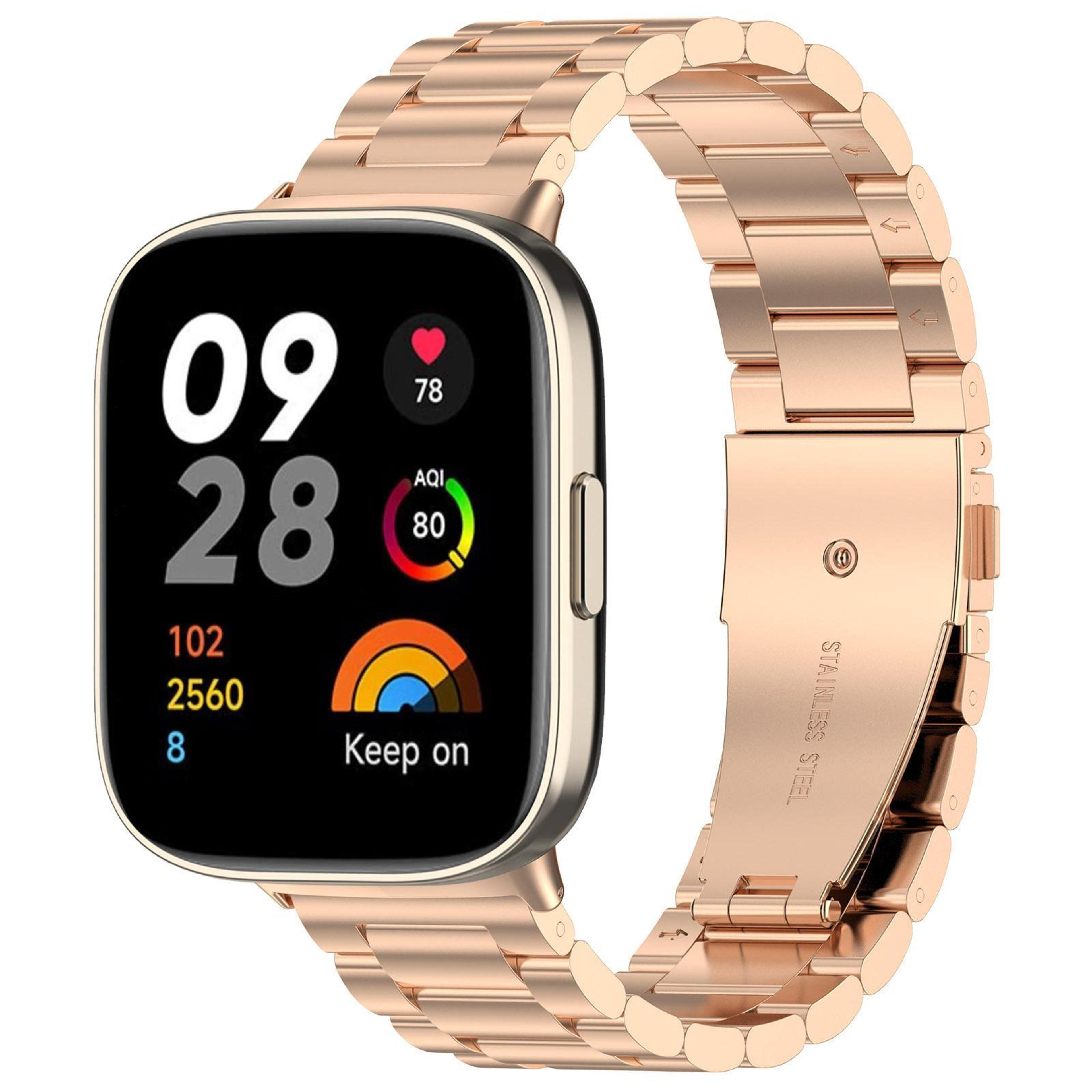 redmi watch 5 4 stainless steel watch band three bead metal replacement strap for xiaomi smart band 9 pro 8 pro