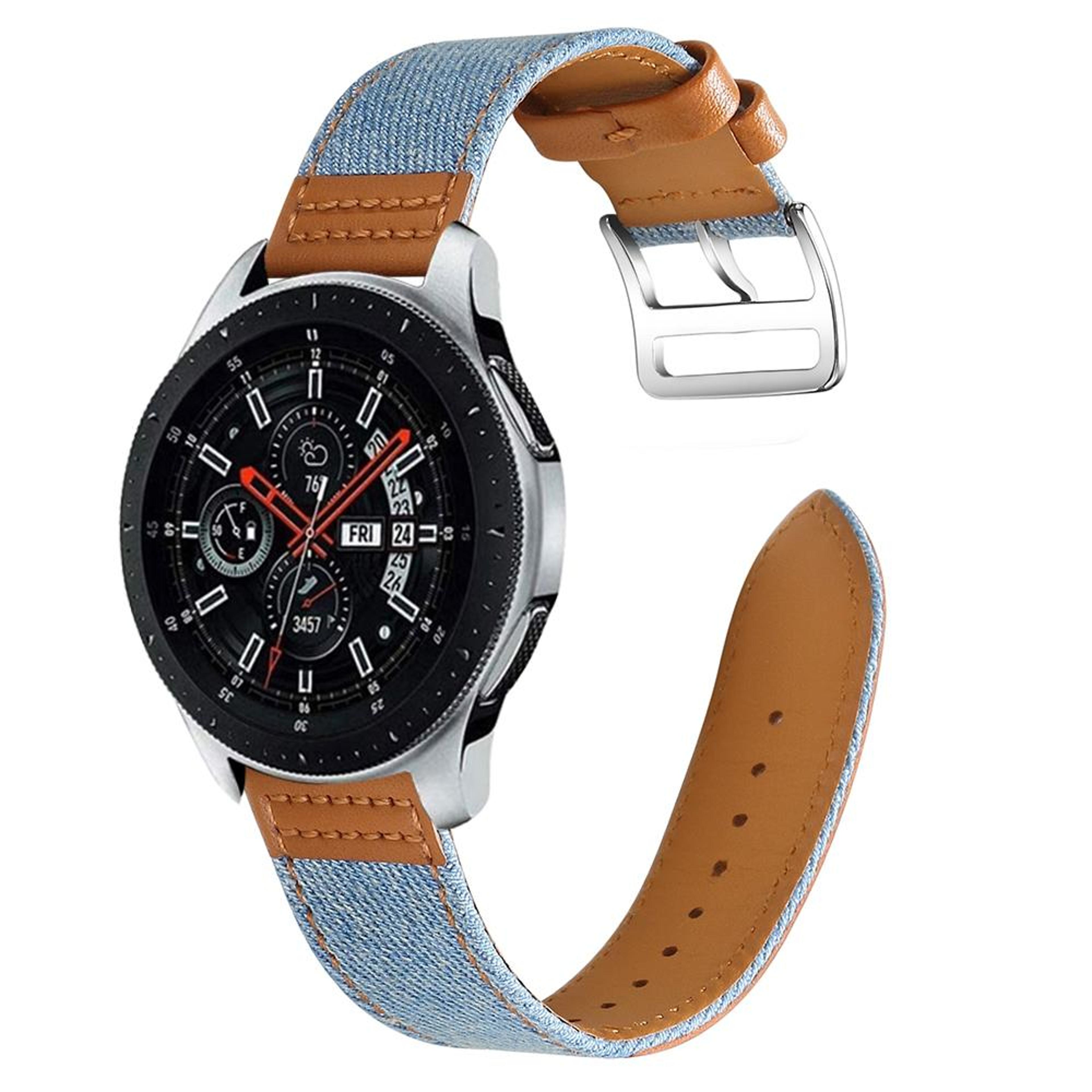 22mm denim leather watch band breathable adjustable replacement watch strap for smartwatches