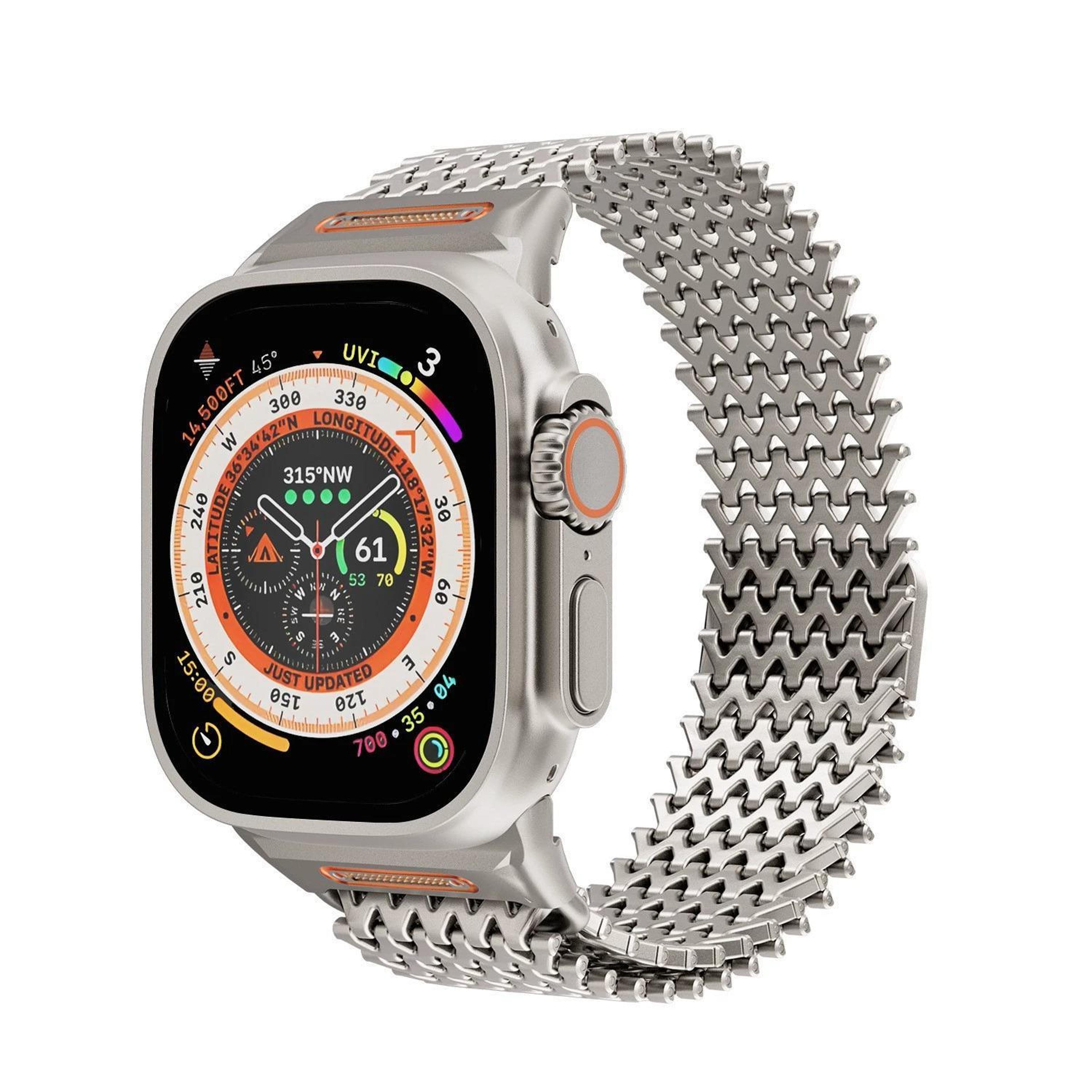 apple watch magnetic stainless steel band w type long skeleton adjustable metal strap
