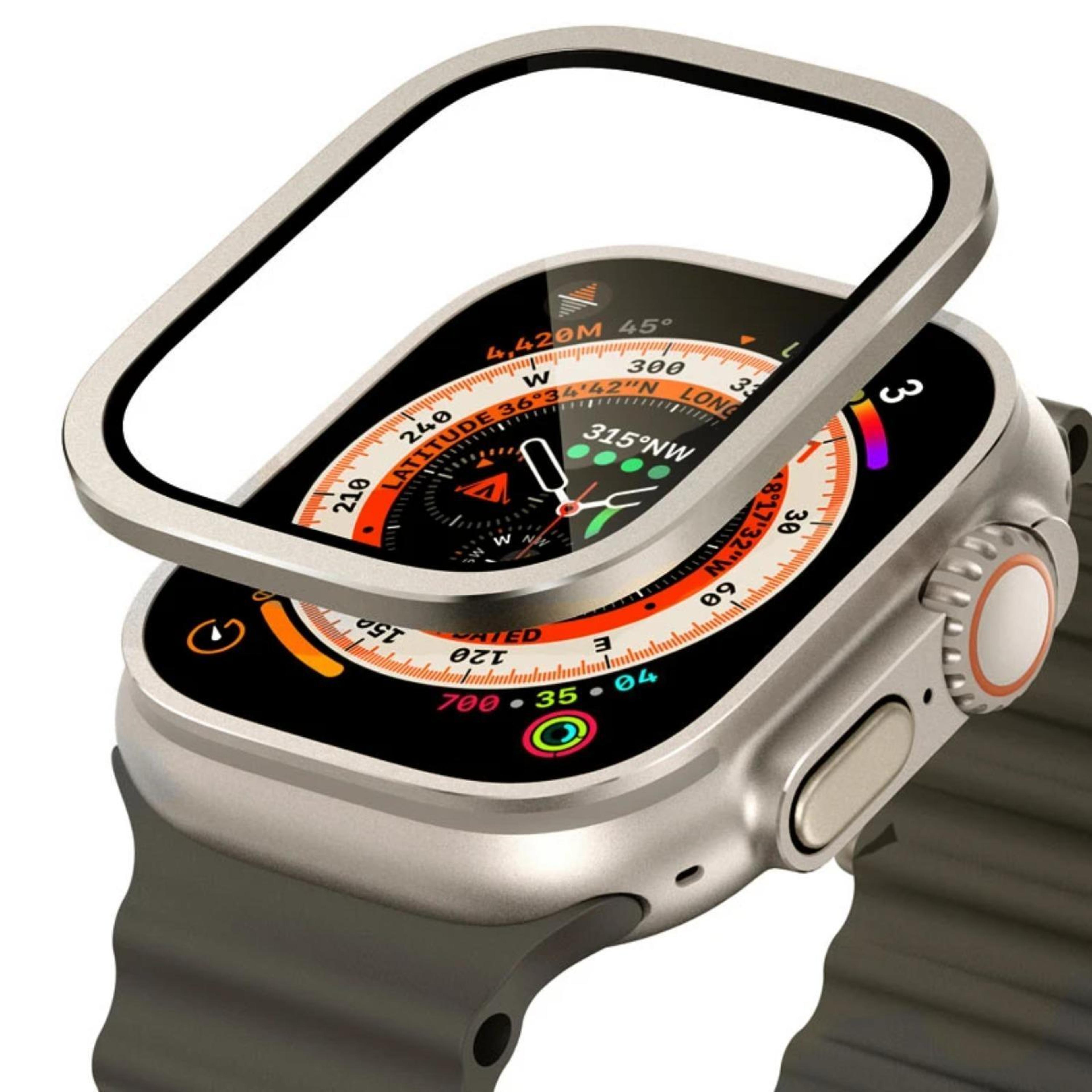 apple watch ultra 49mm titanium screen protector with tempered glass case full coverage