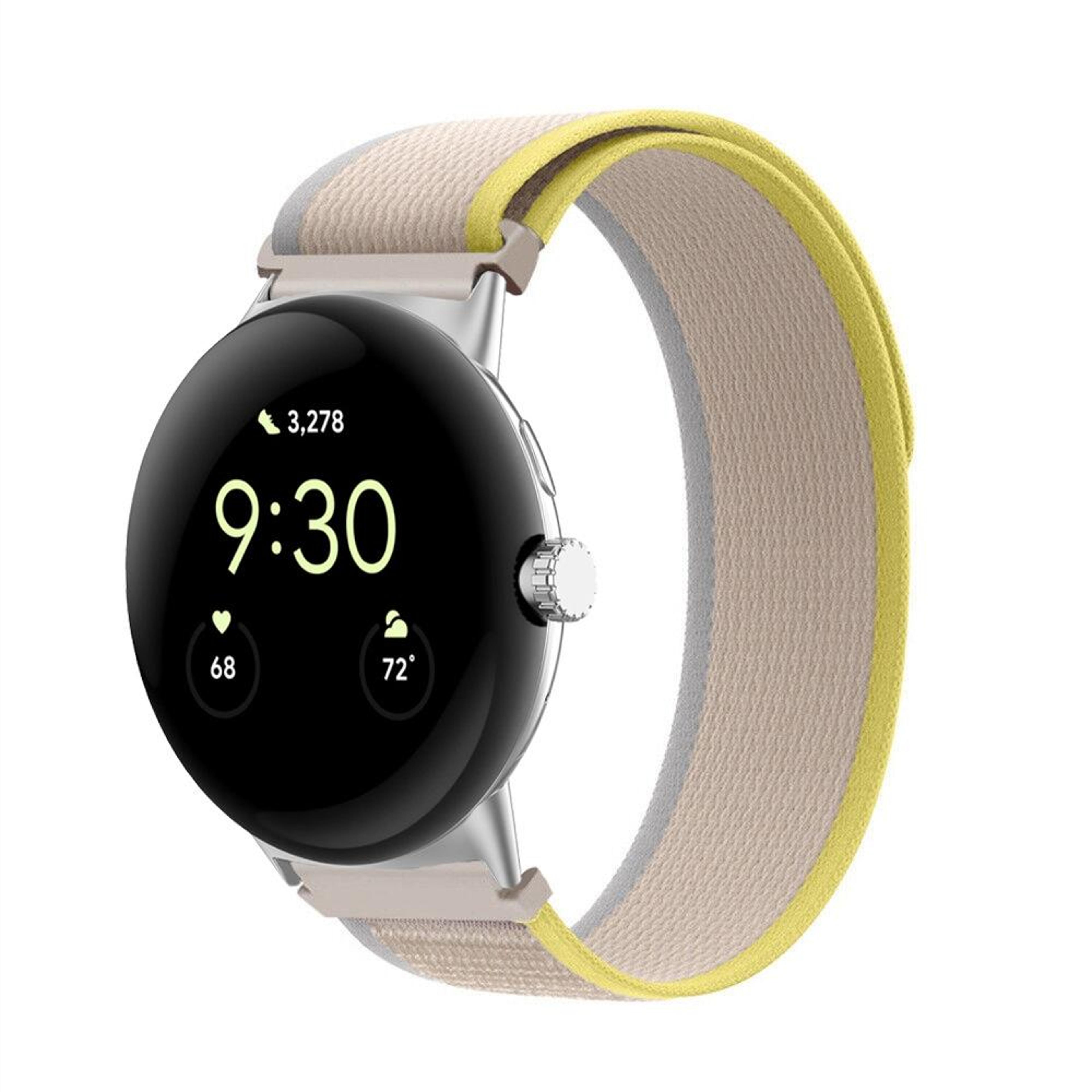 google pixel watch 4 3 2 1 nylon watch band adjustable breathable replacement strap with silver connector
