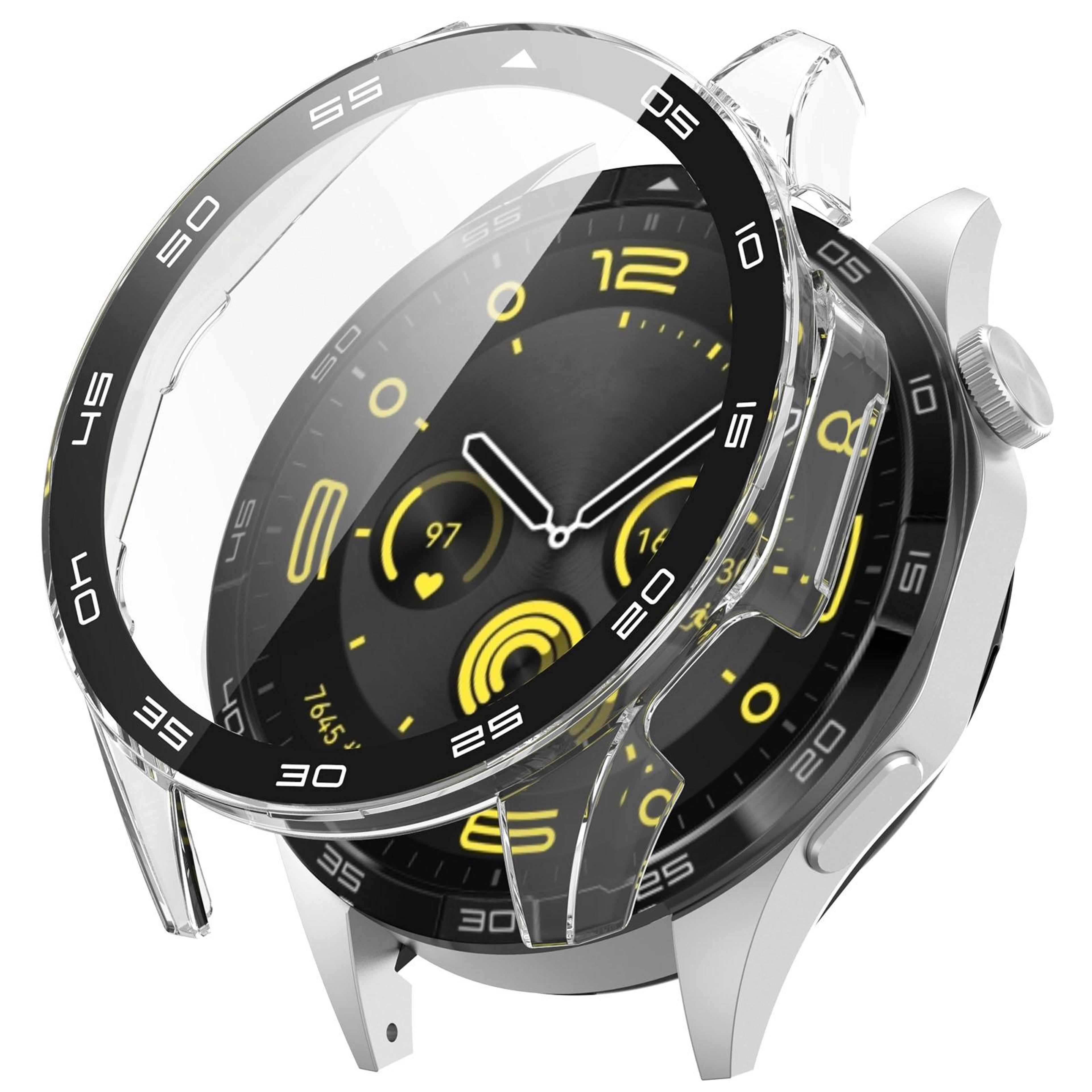 huawei watch gt 4 46mm protective case with tempered glass screen protector and graduated dial