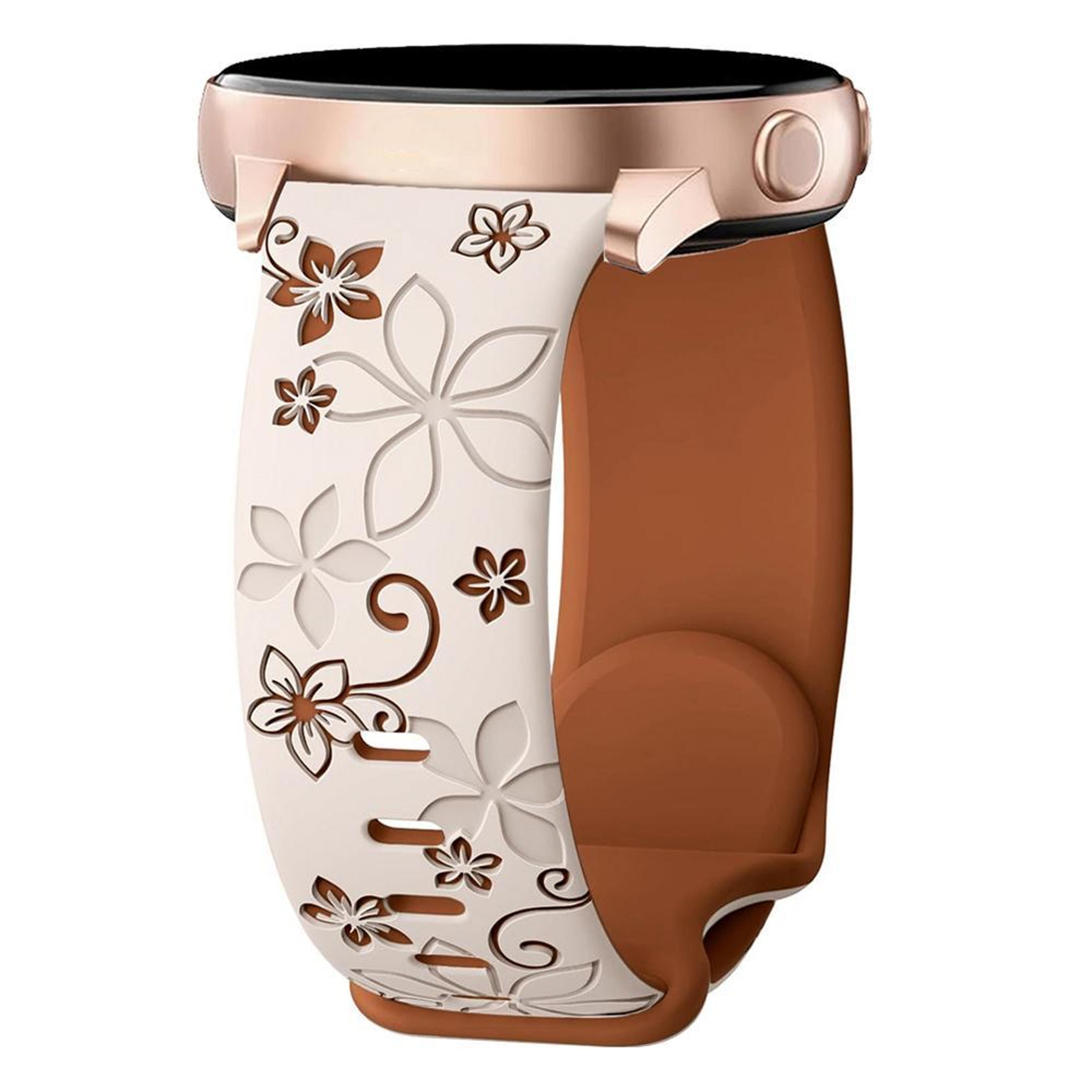 silicone watch band two color bauhinia embossed adjustable replacement strap