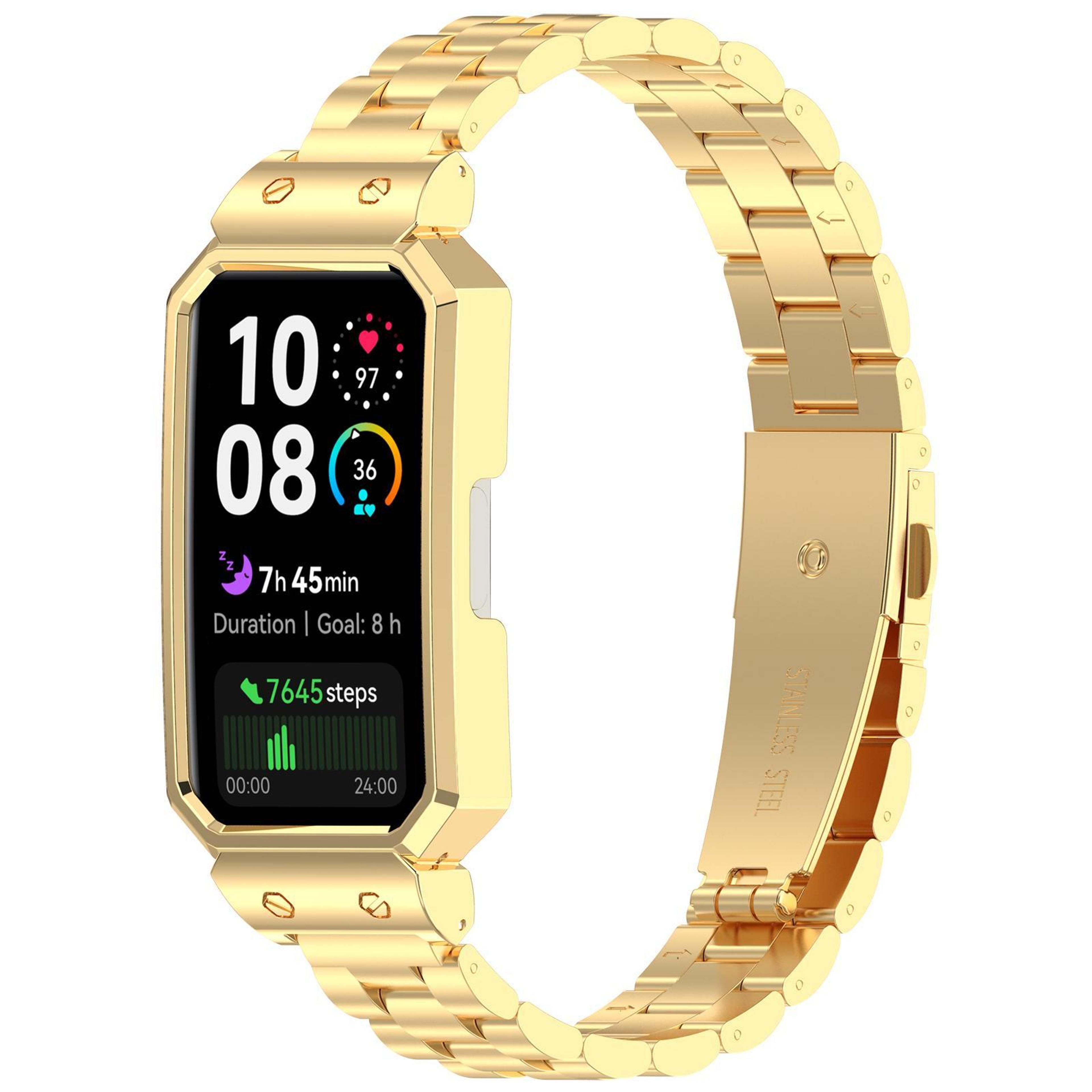huawei band 10 9 stainless steel watch band integrated protective frame three bead metal strap