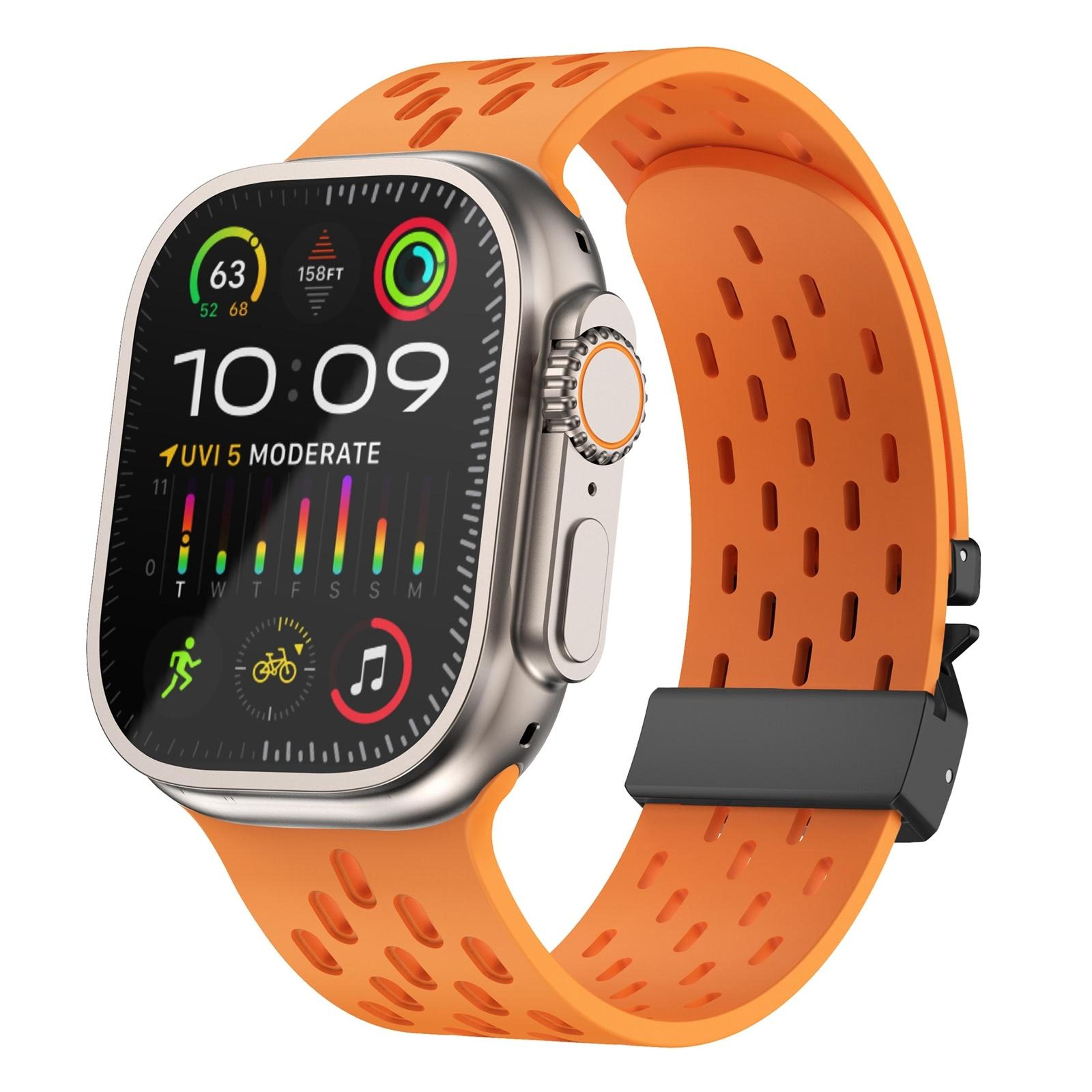 apple watch silicone watch band breathable mesh strap with secure buckle