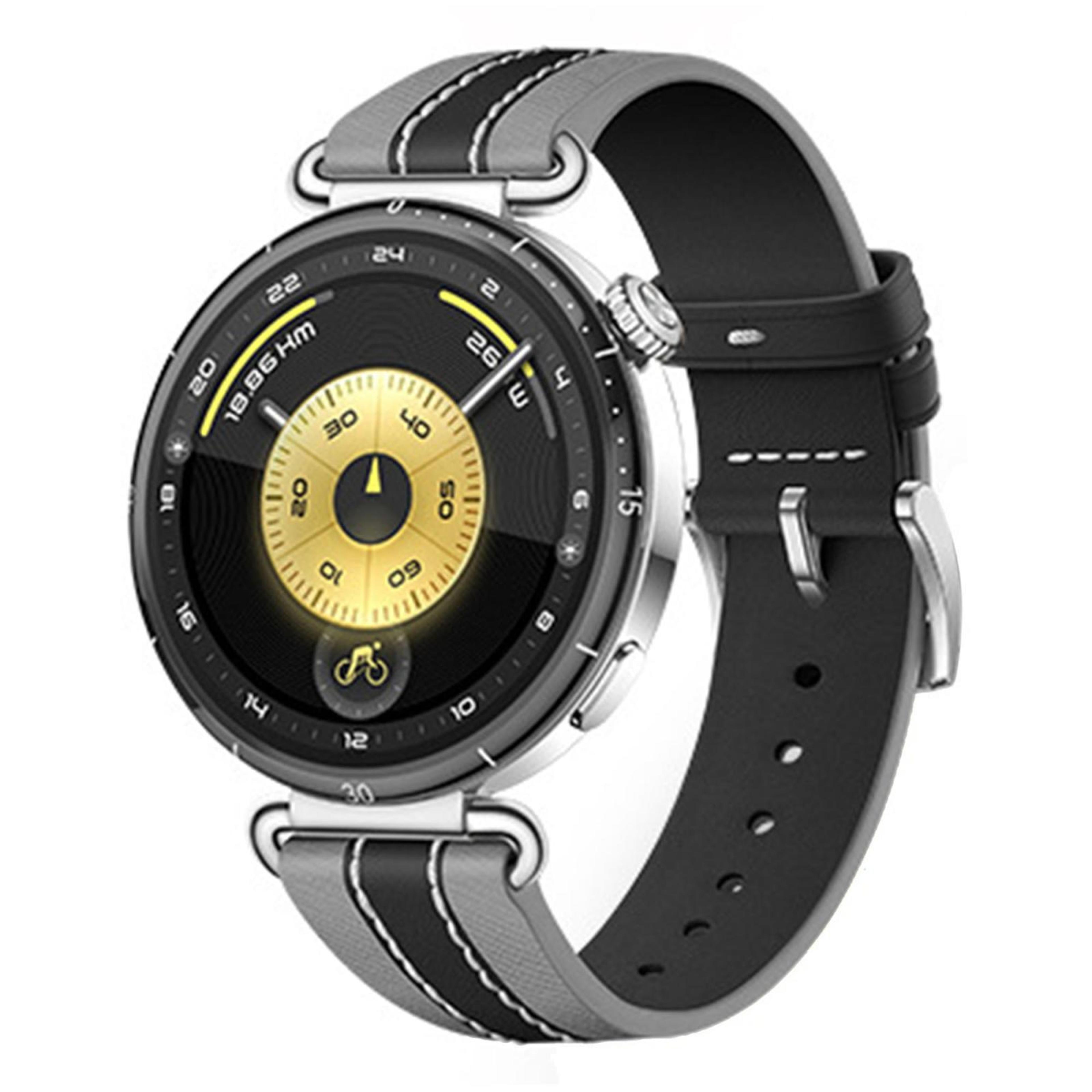 for huawei watch gt 6 41mm vegan leather watch band two color stitching adjustable replacement strap