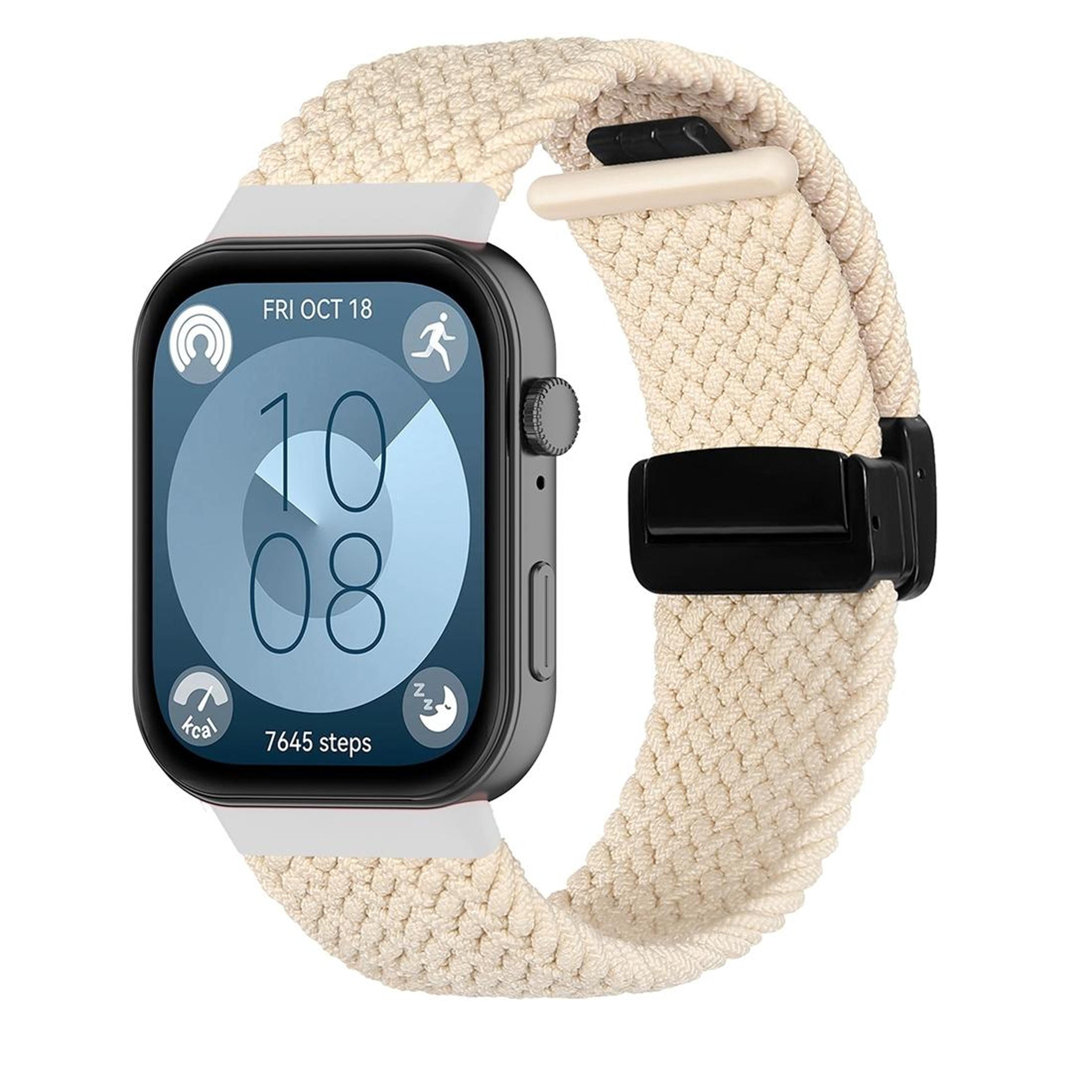 huawei watch fit 3 braided watch band with magnetic folding buckle adjustable nylon strap