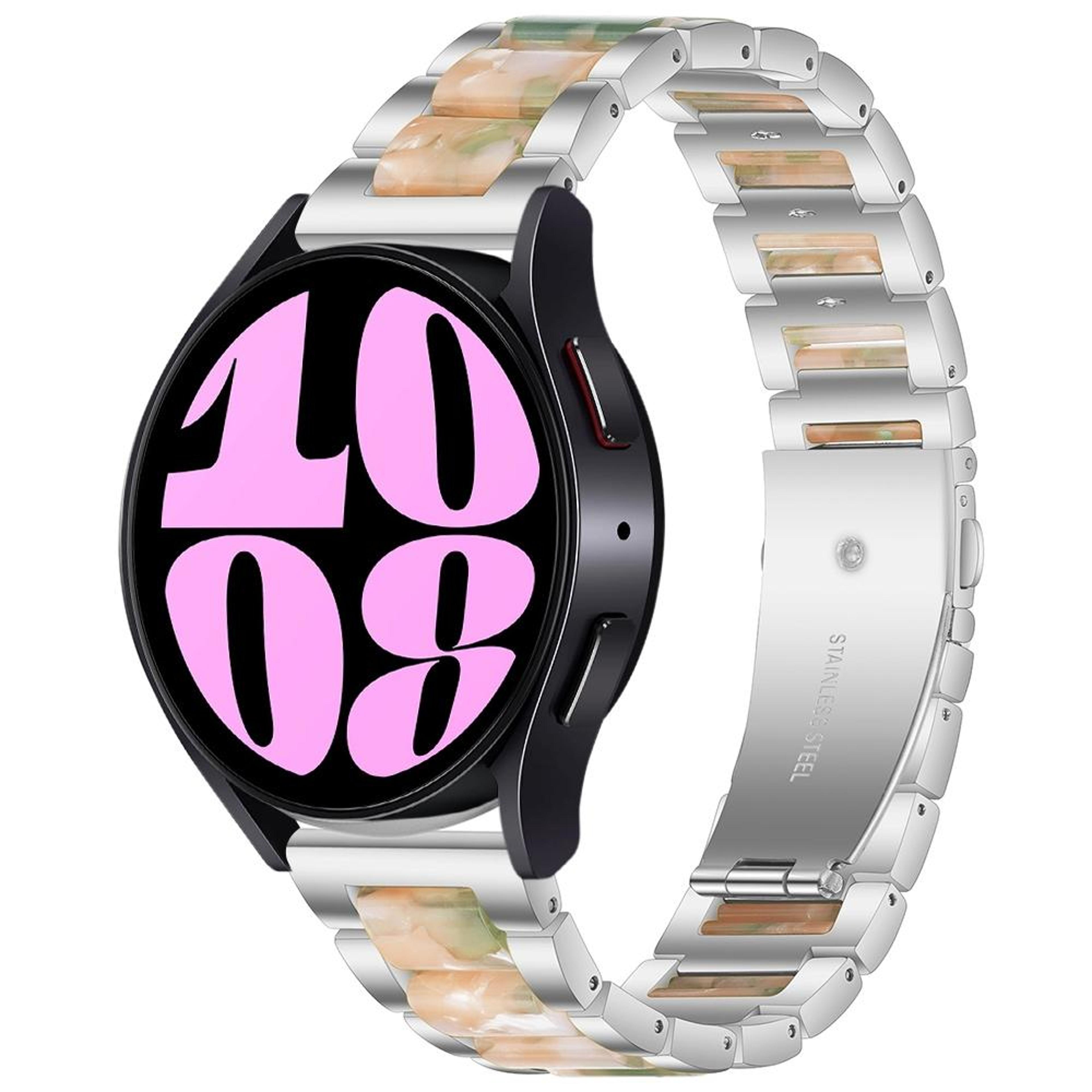 samsung galaxy watch 6 classic resin watch band three bead metal replacement strap