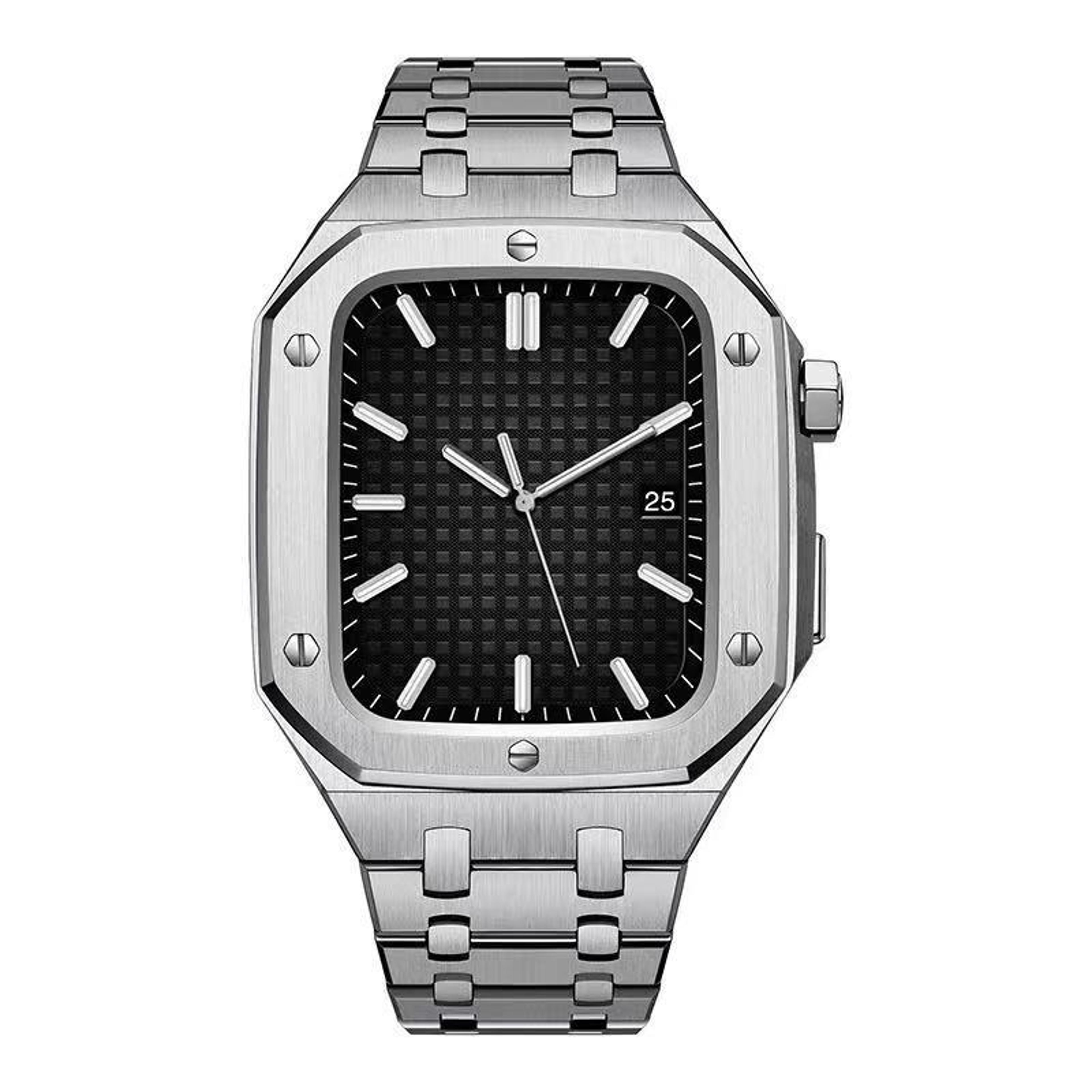 integrated apple watch metal band with protective case for apple watch series 9 8 7 45mm