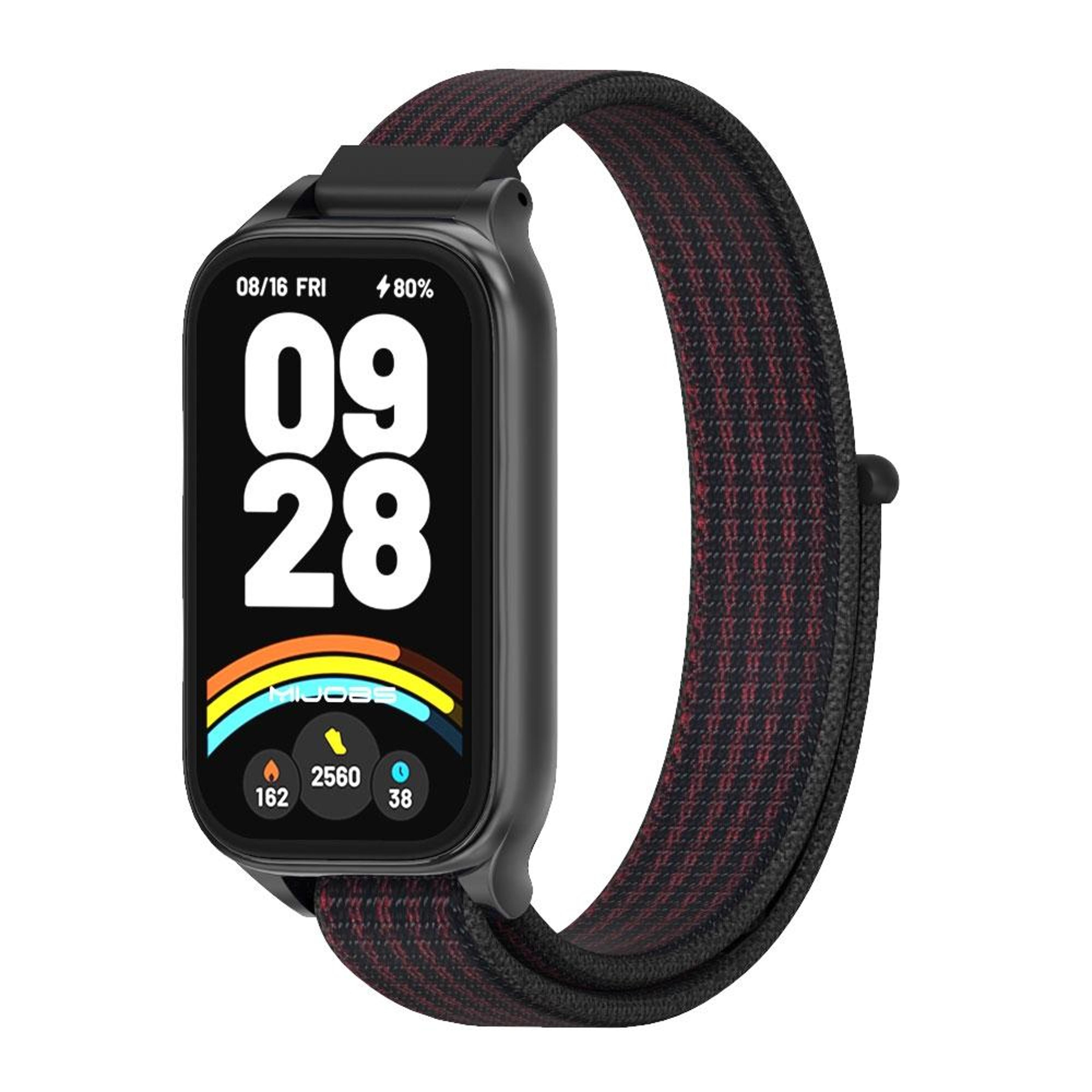 mijobs metal shell nylon loop watch band for xiaomi smart band 9 active redmi band 3 adjustable strap