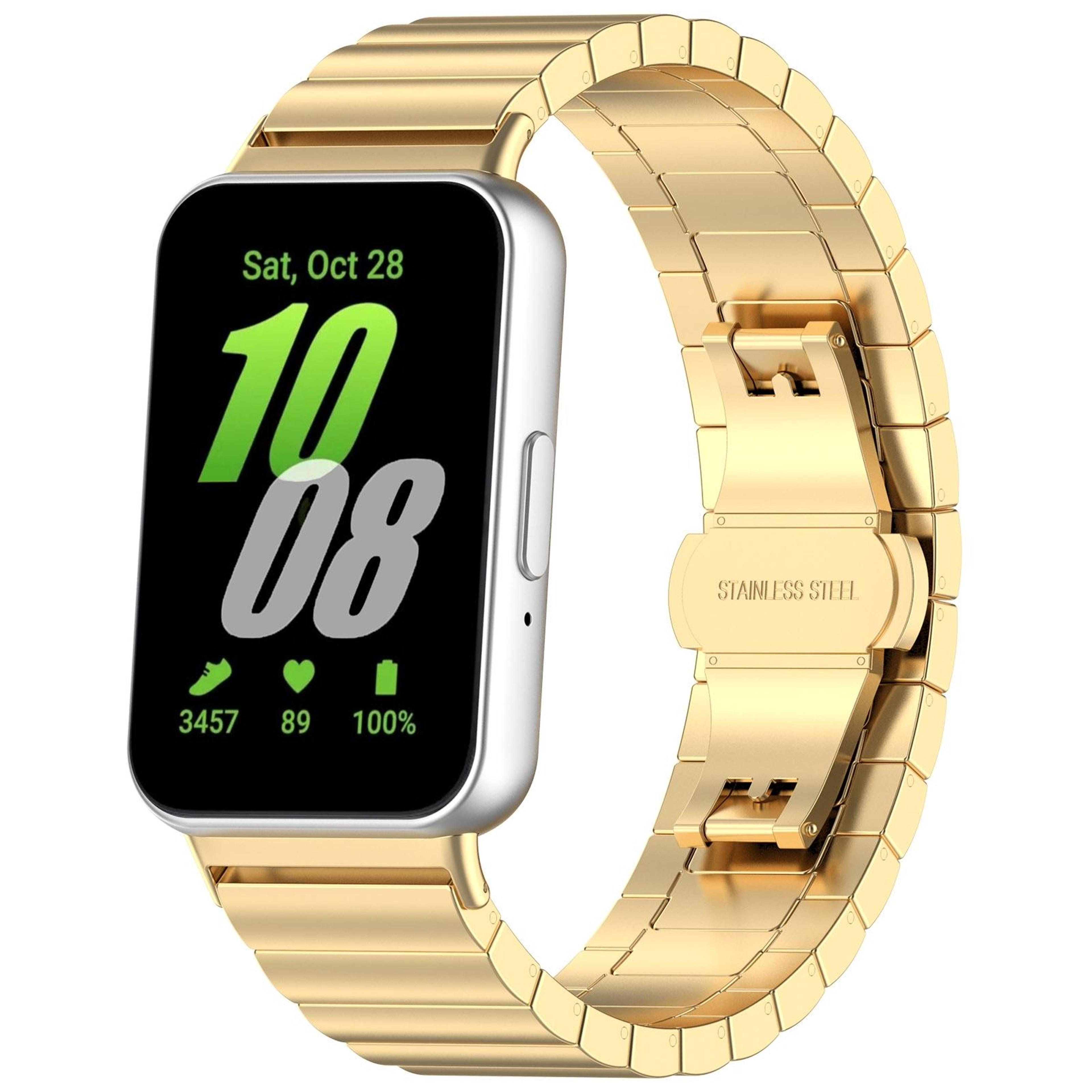 samsung galaxy fit 3 stainless steel watch band one bead metal replacement strap for sm r390