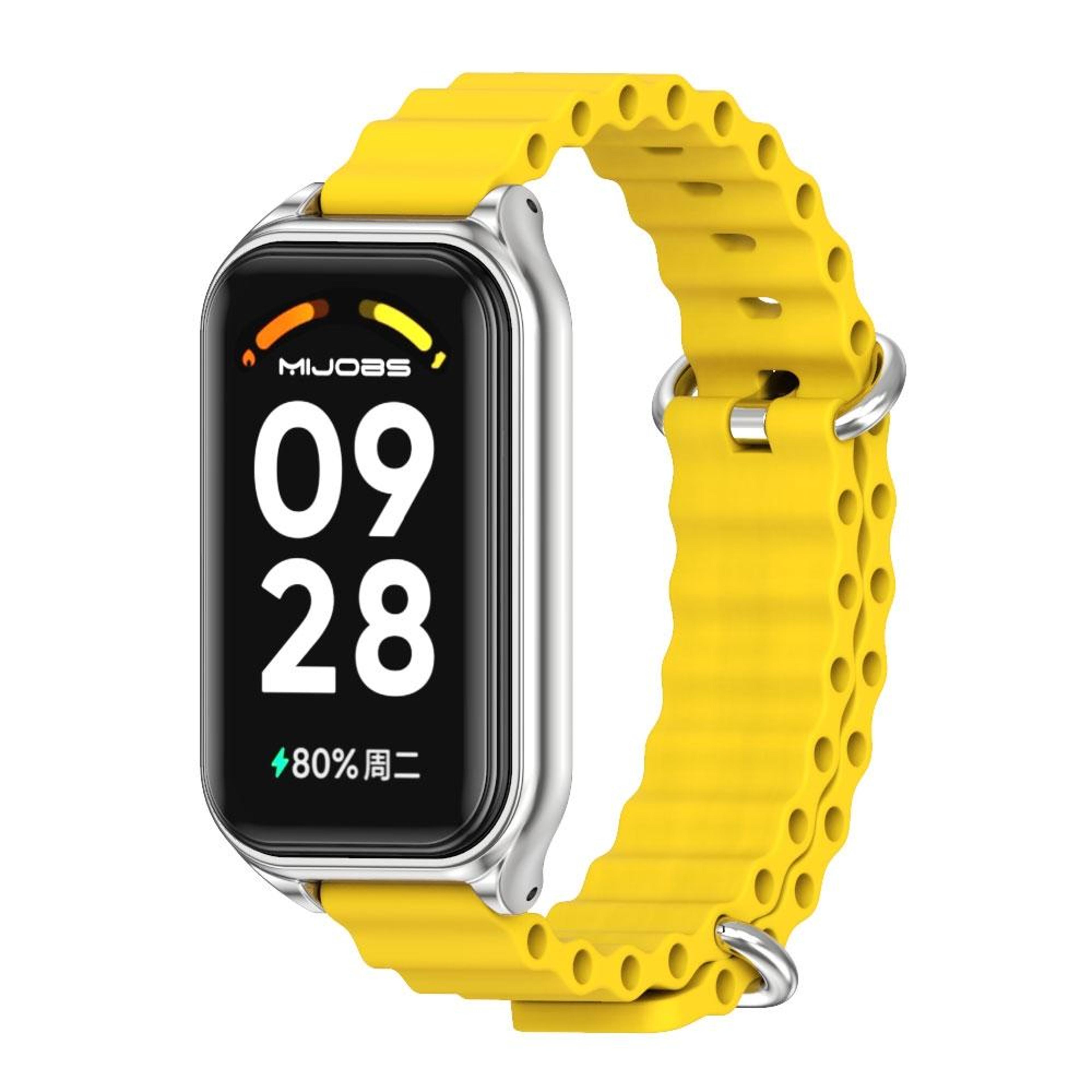 mijobs ocean silicone watch band with metal shell for xiaomi smart band 8 active redmi band 2