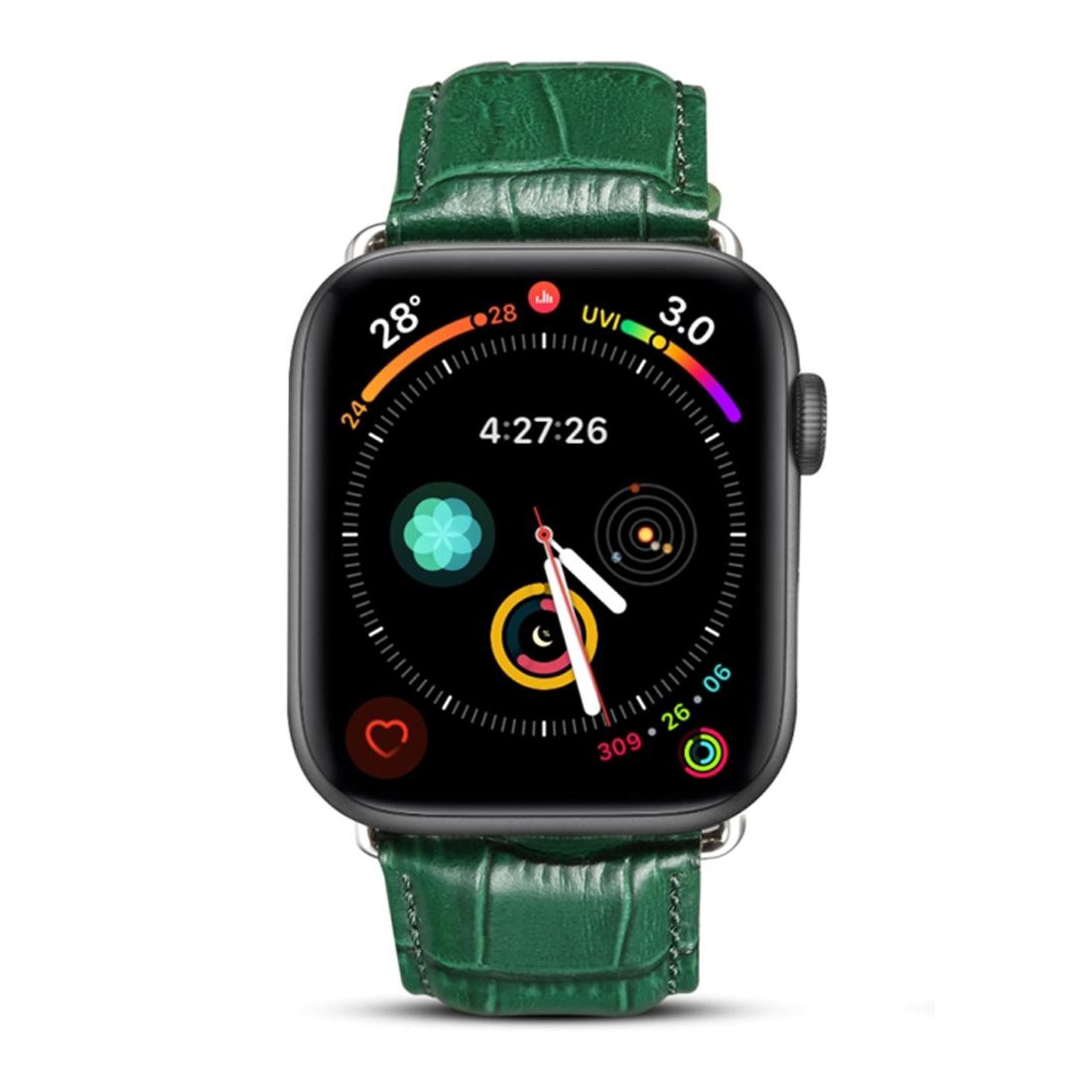 denior apple watch leather band crocodile grain cowhide replacement strap for apple watch