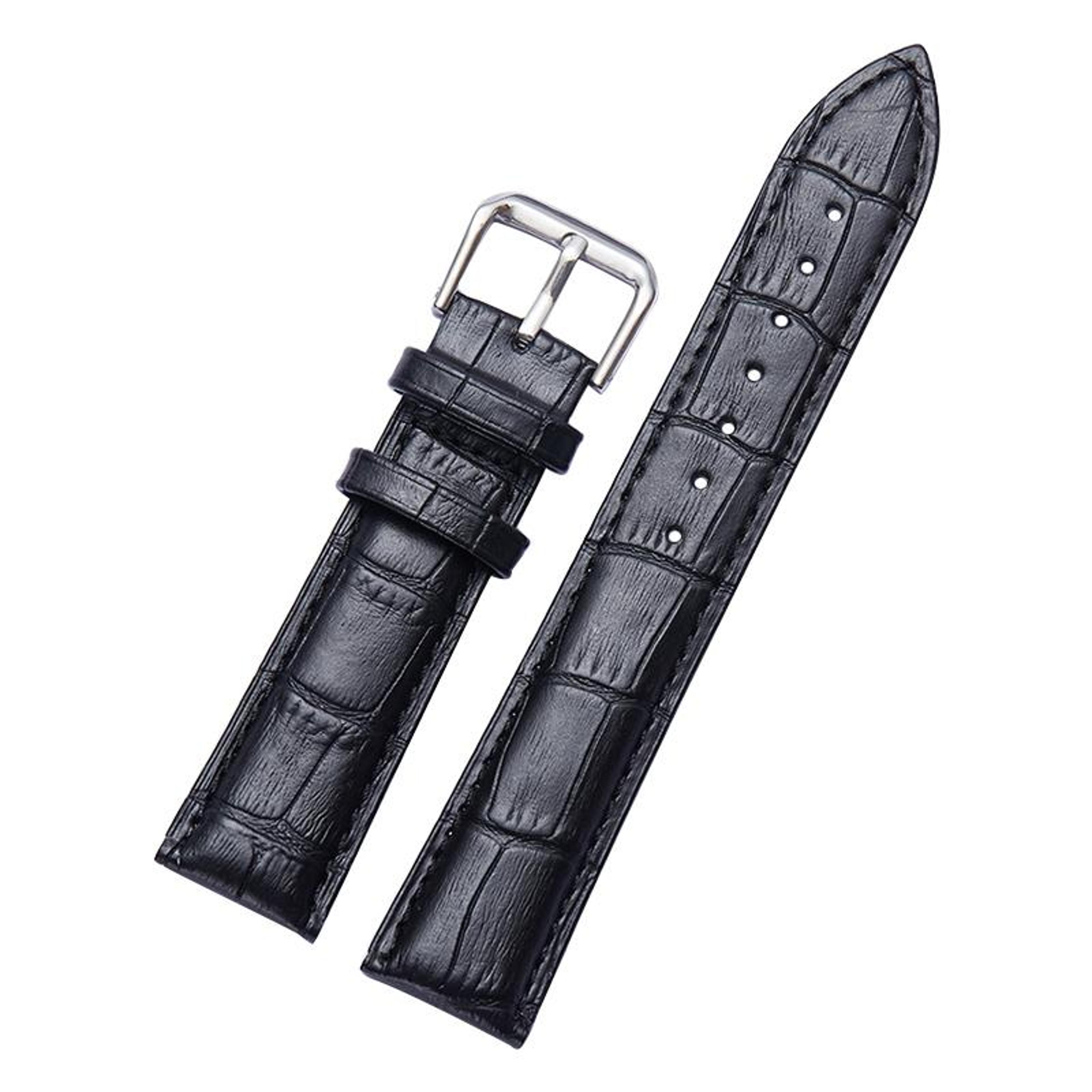 premium calfskin leather watch band 21mm detachable replacement strap with stainless steel buckle