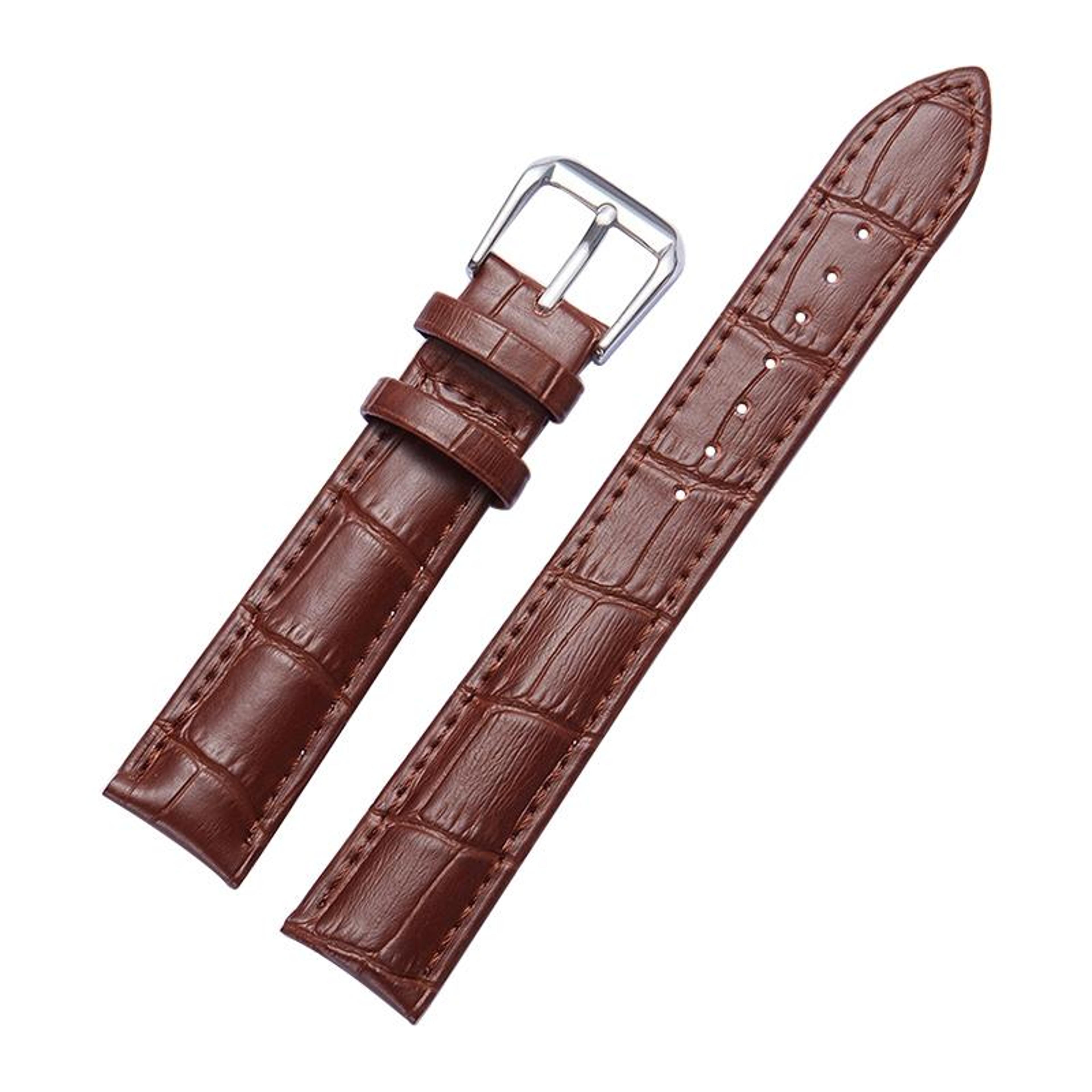 22mm calfskin leather watch band waterproof detachable replacement watch strap with stainless steel buckle