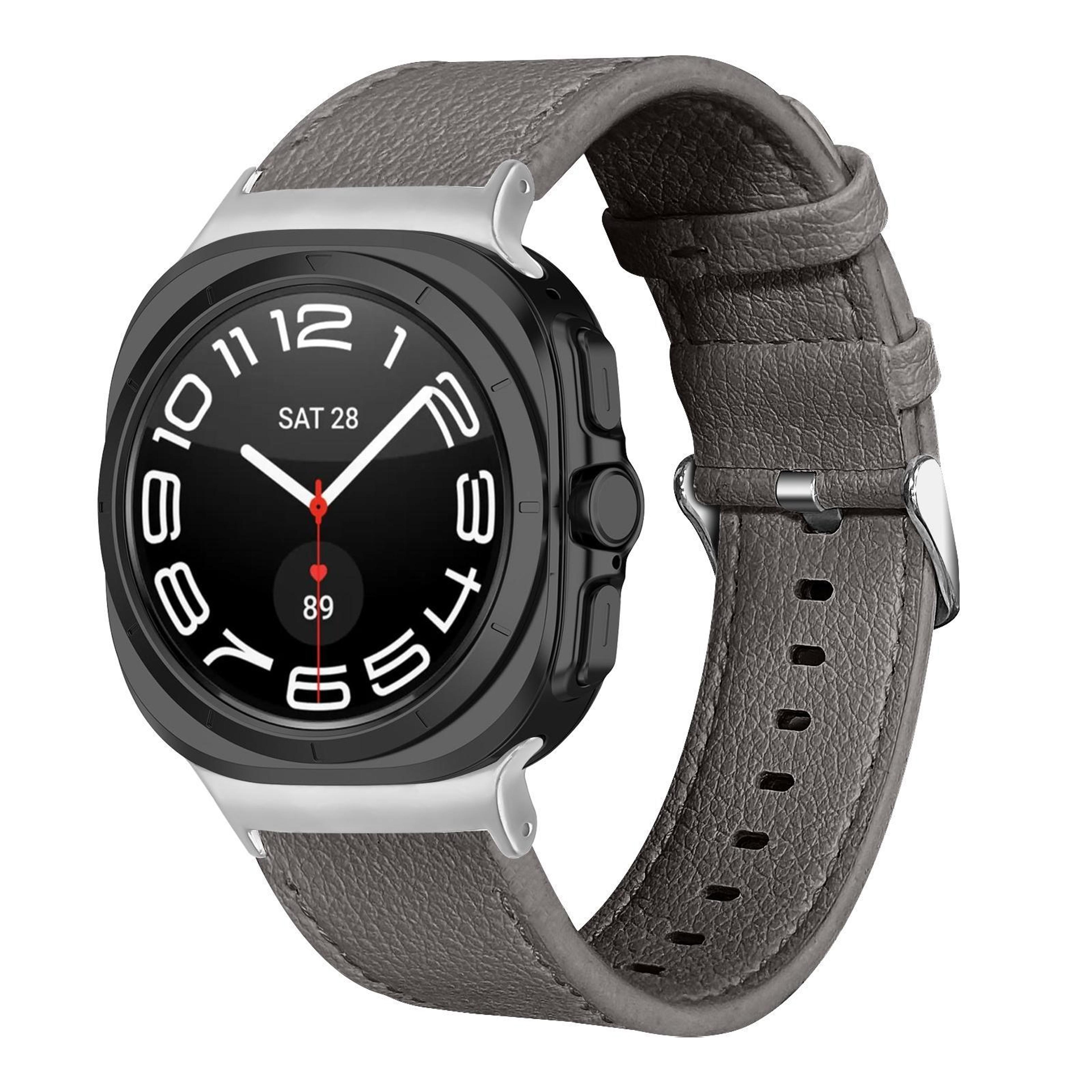 samsung galaxy watch ultra 47mm genuine leather watch band dual sided lychee replacement strap