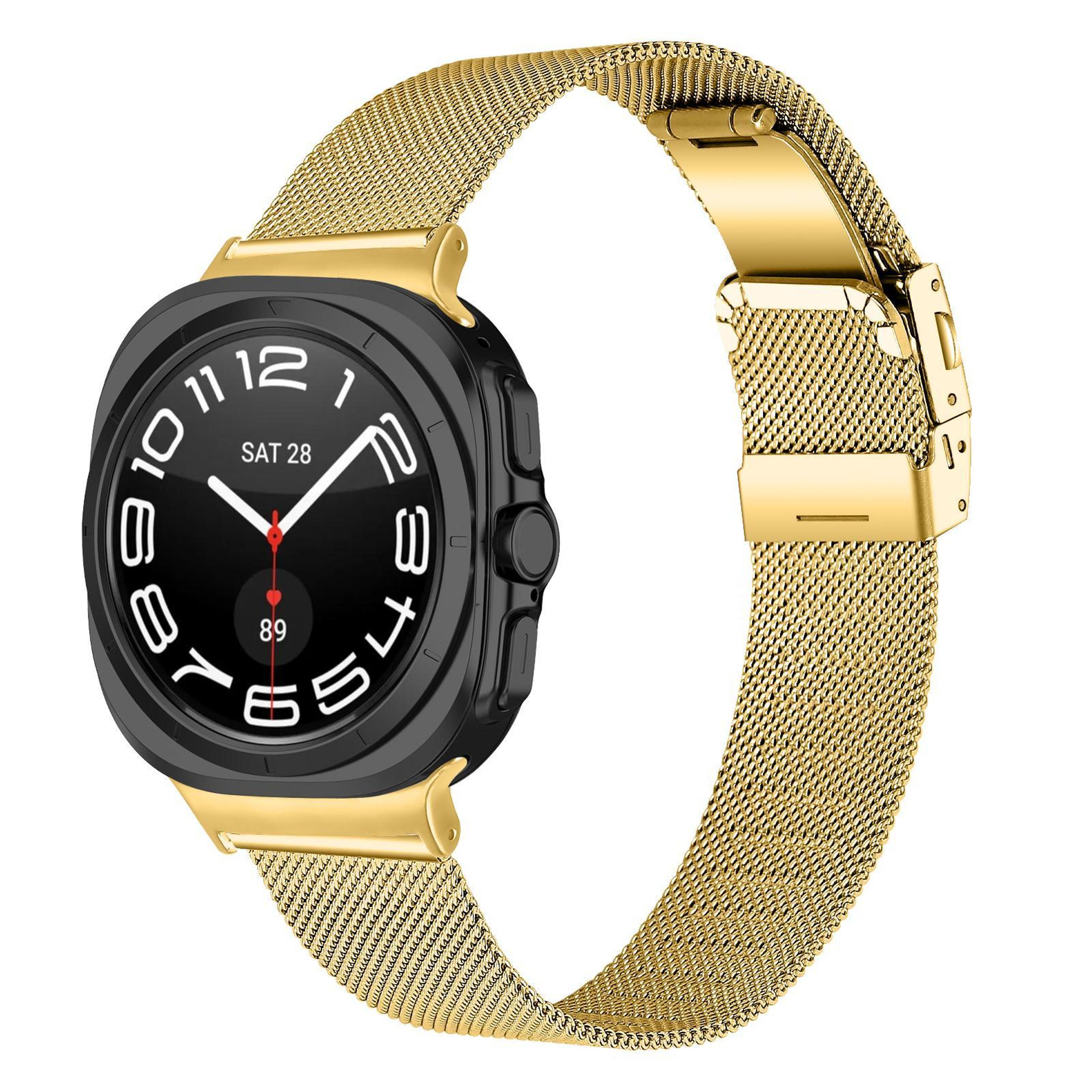 samsung galaxy watch ultra 47mm milanese metal watch band stainless steel mesh strap with turtle buckle