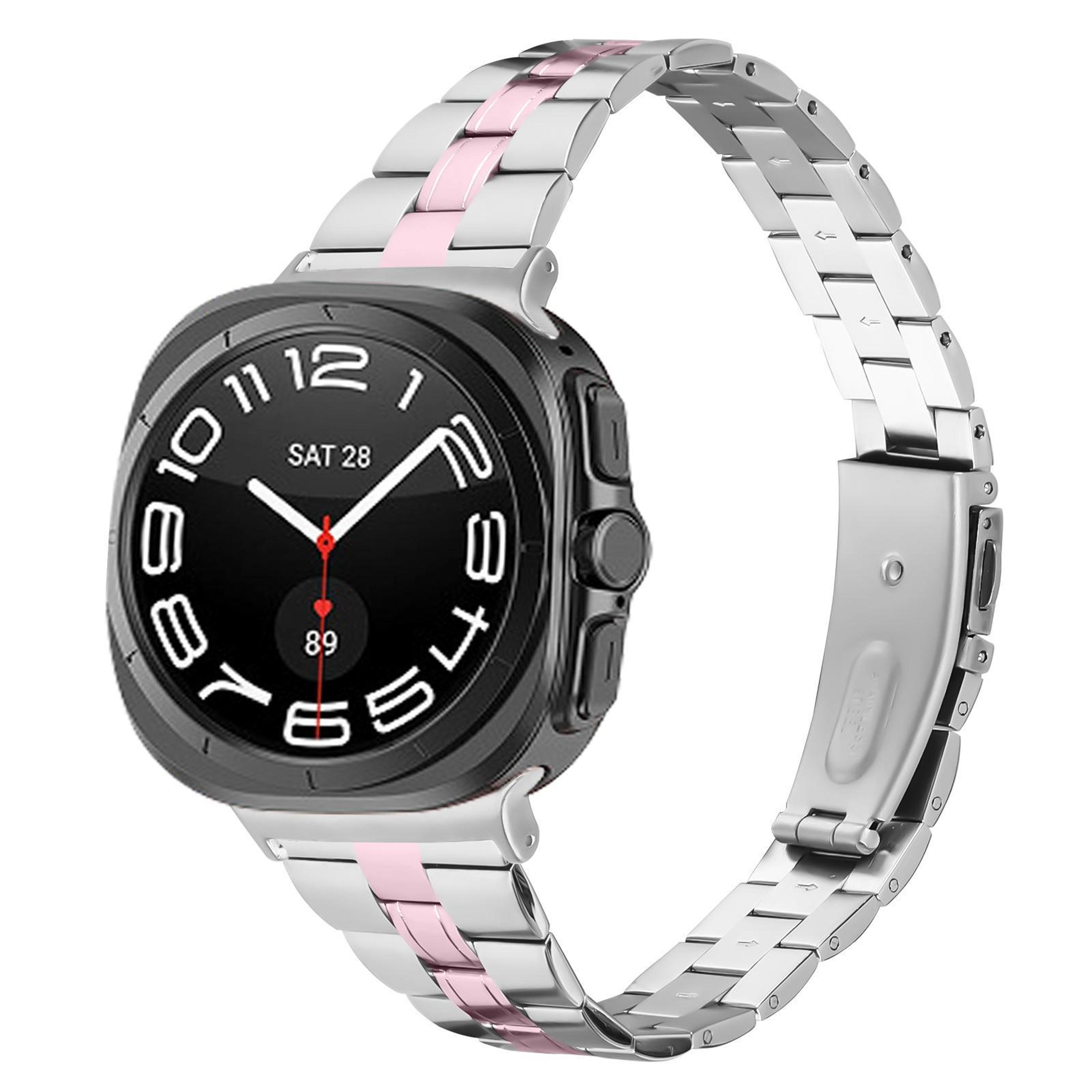 samsung galaxy watch ultra 47mm 2025 stainless steel watch band slim three bead metal strap