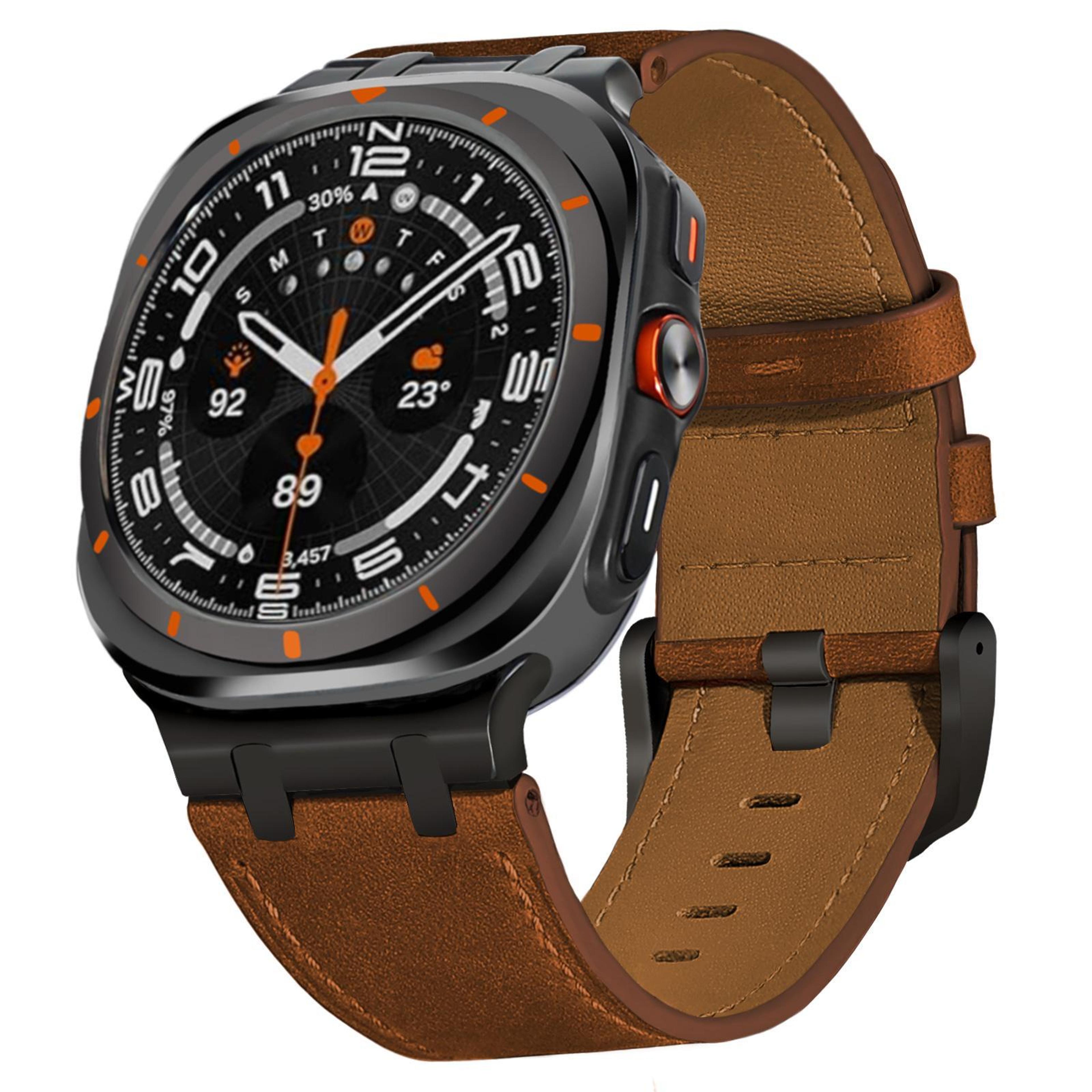 samsung galaxy watch ultra 47mm crazy horse leather watch band genuine leather watch strap