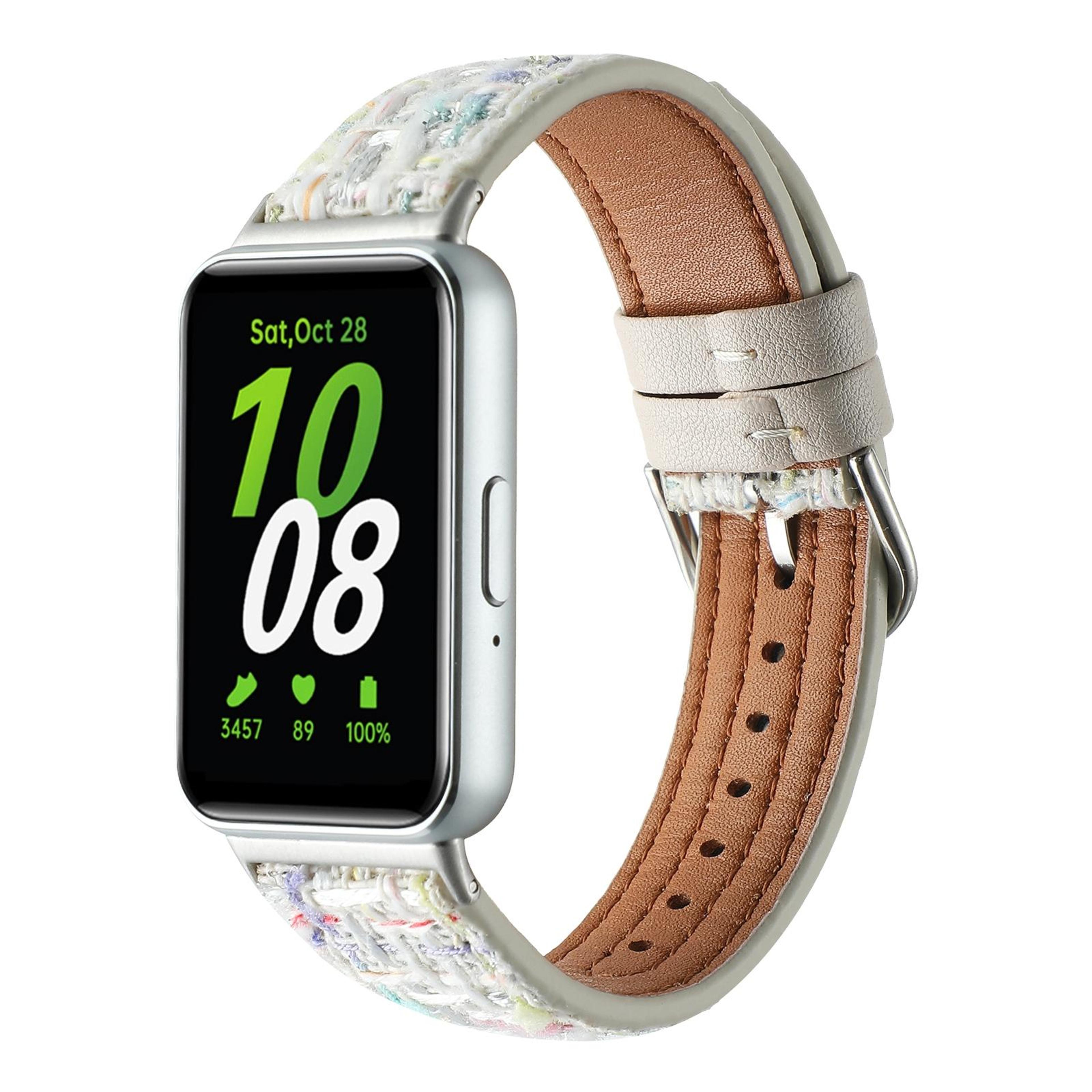 samsung galaxy fit 3 leather watch band woolen hybrid adjustable replacement strap