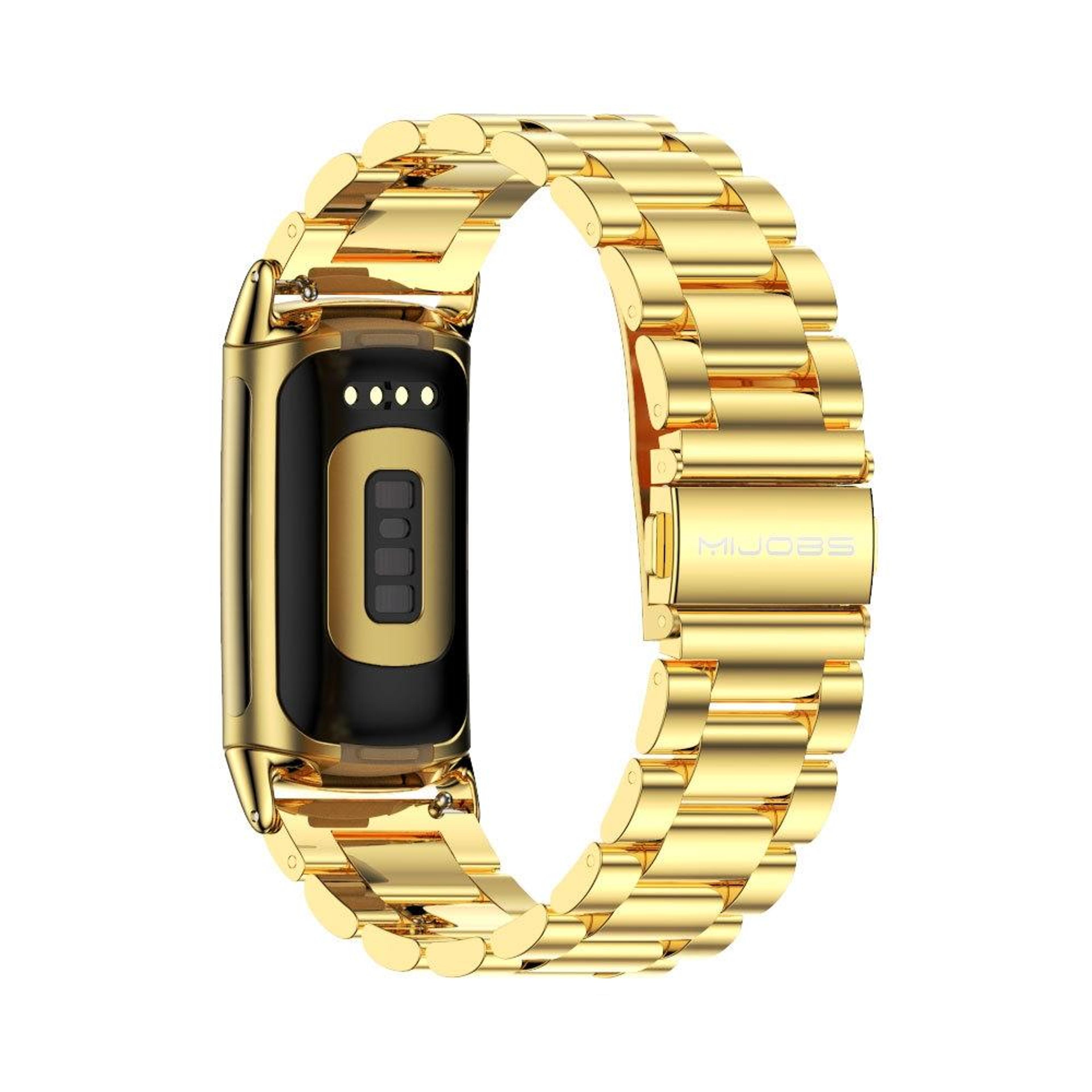 mijobs fitbit charge 6 charge 5 stainless steel watch band adjustable metal replacement strap