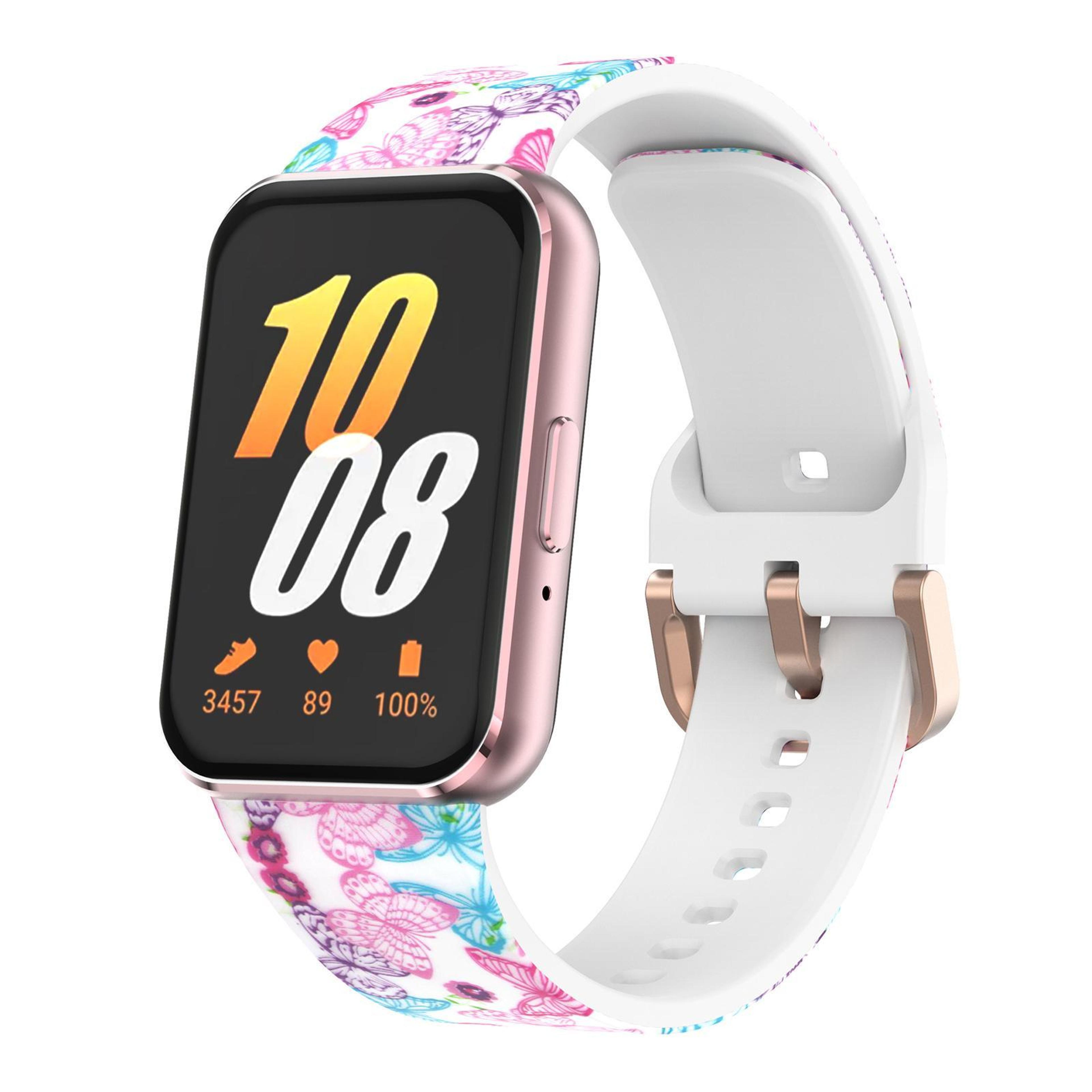 samsung galaxy fit3 silicone watch band with gold buckle printed adjustable replacement strap
