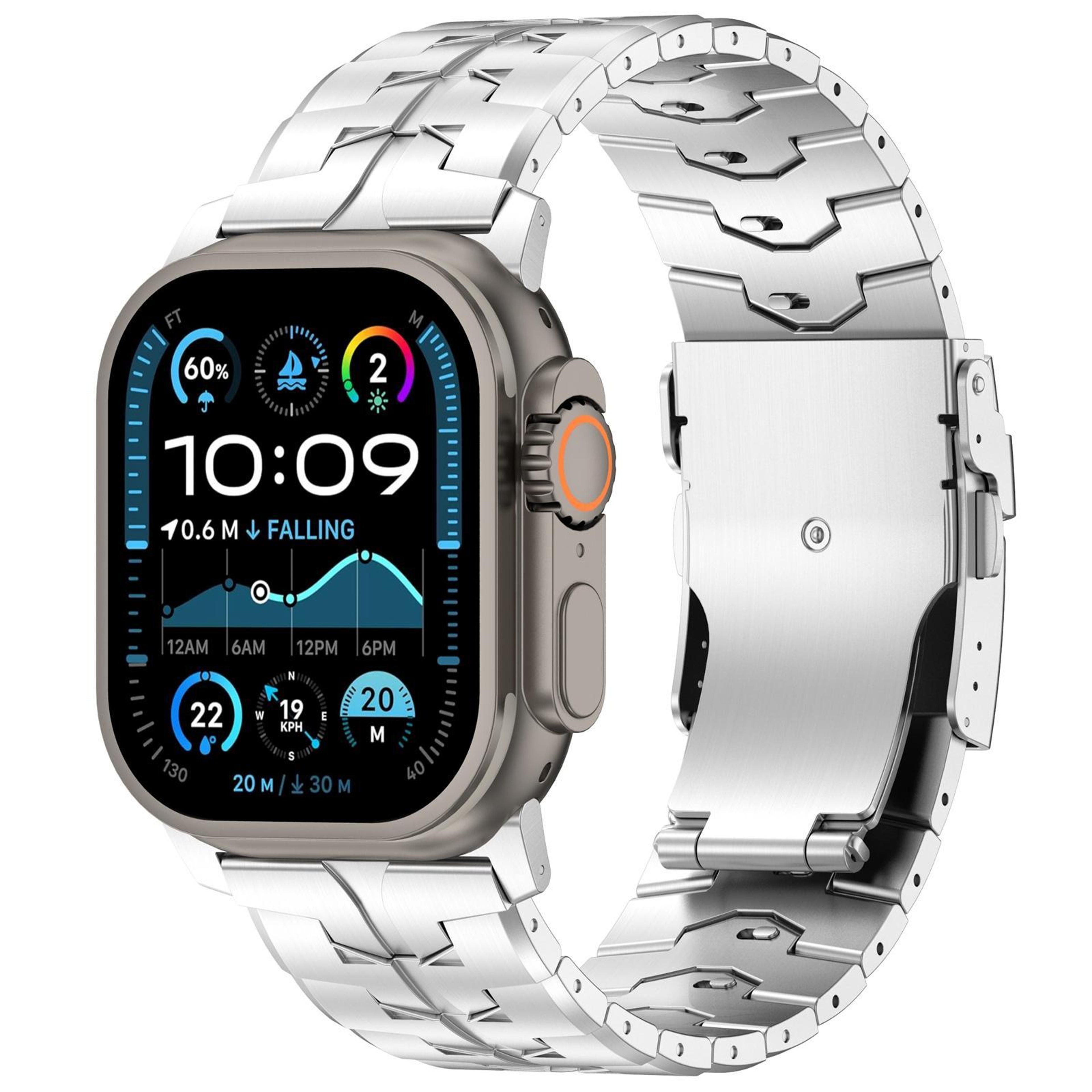 apple watch titanium watch band quick release flat buckle adjustable metal strap