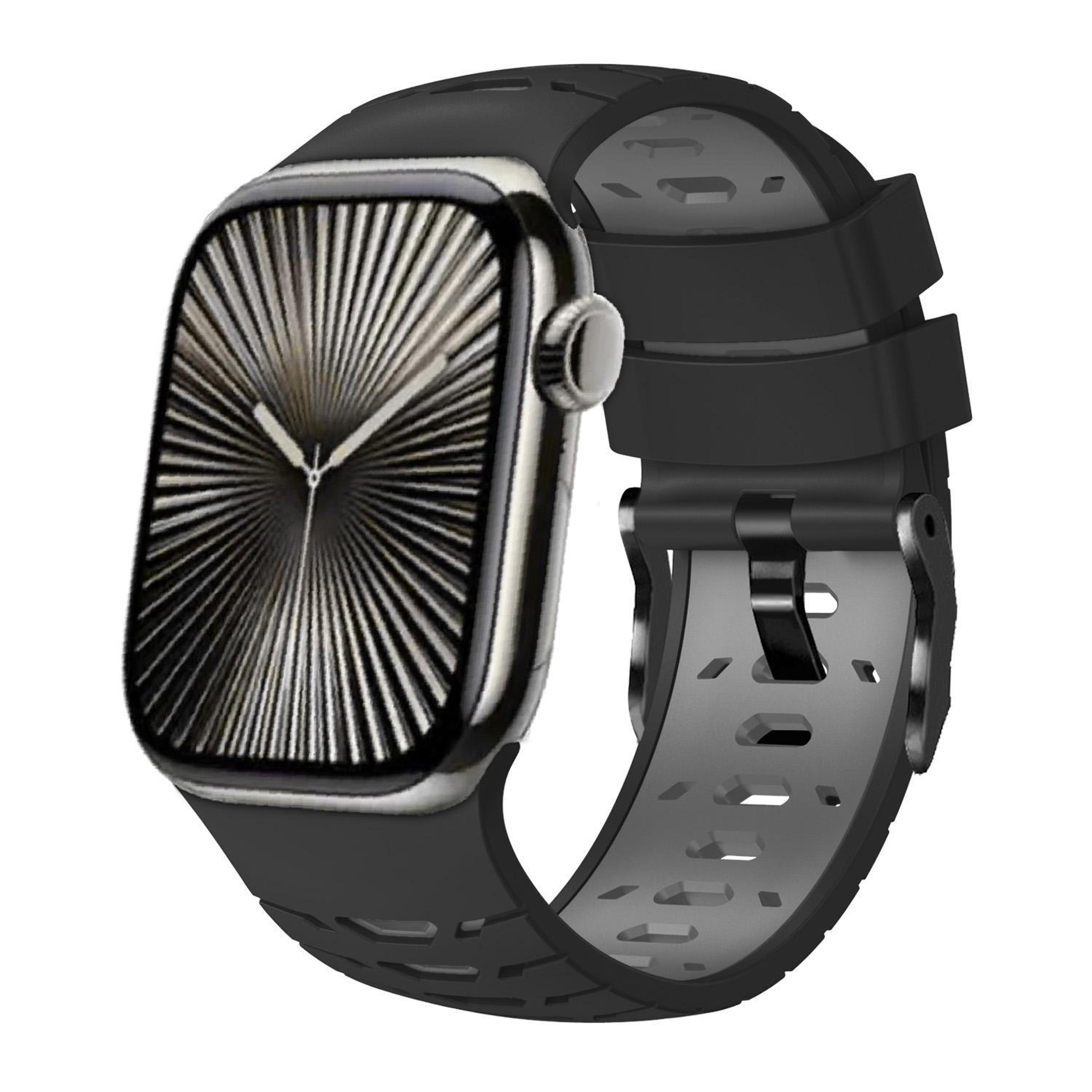 apple watch silicone watch band two color trapezoid sport strap