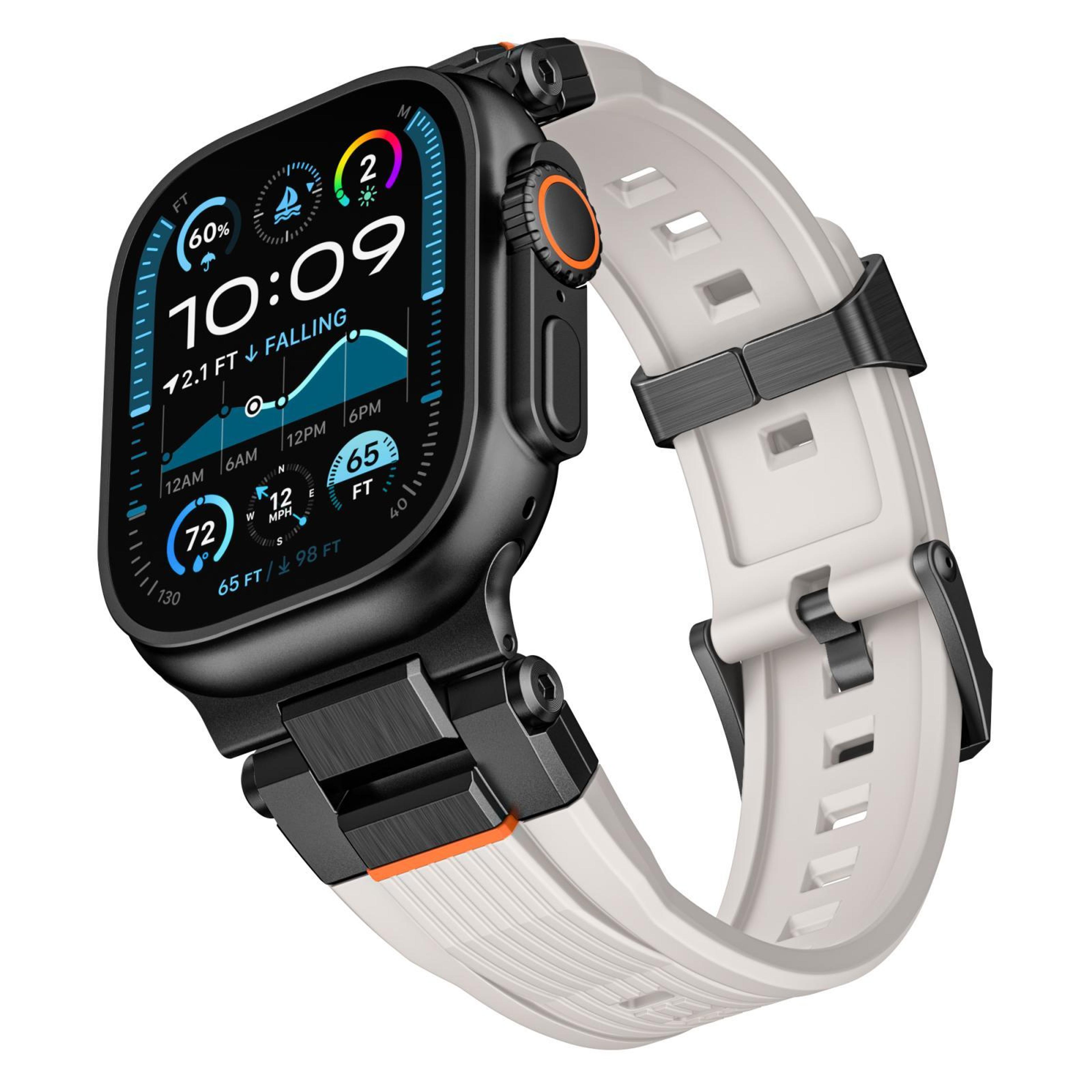 apple watch tpu apple watch band with stainless steel connector vertical grain strap