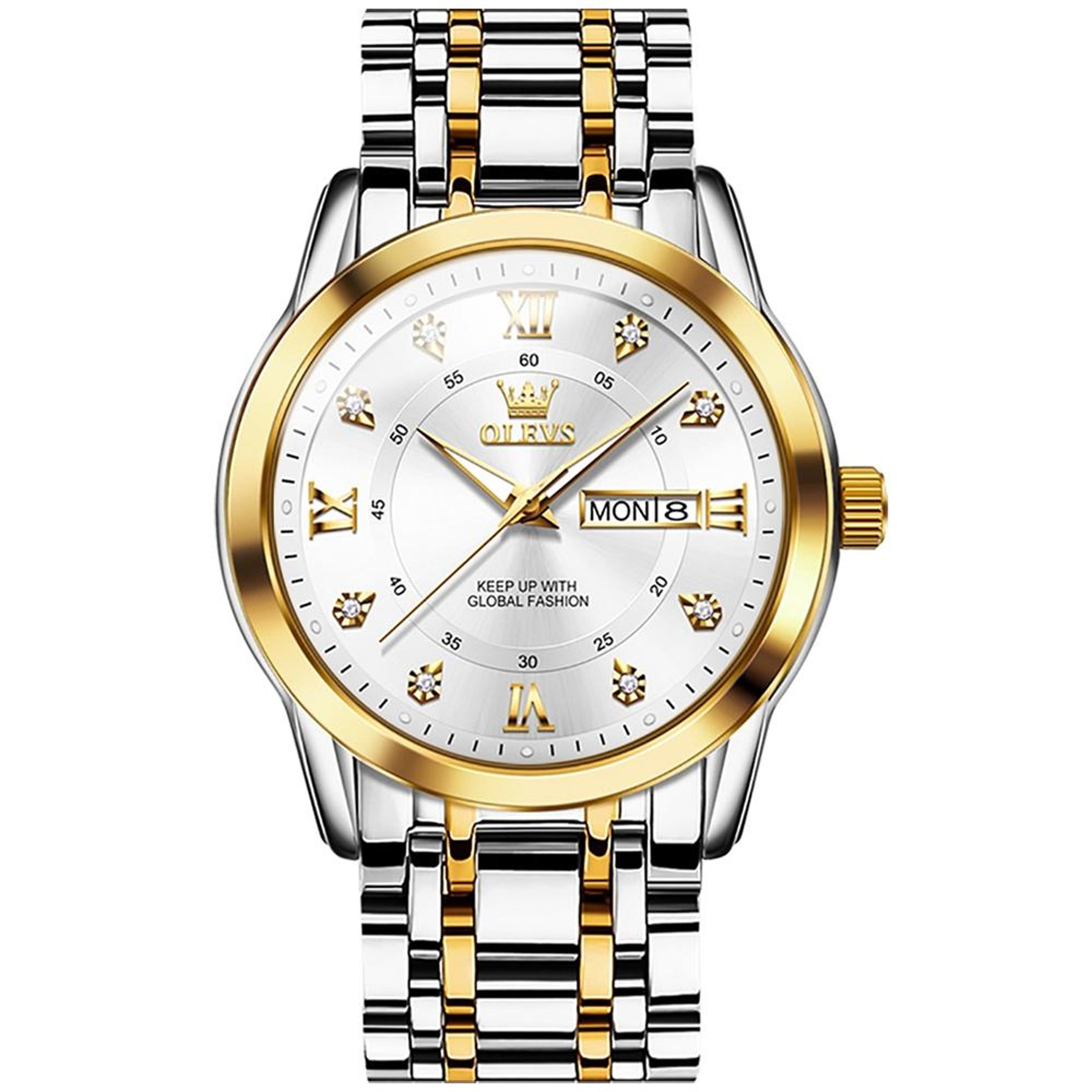olevs 5513 mens business watch quartz watch waterproof luminous stainless steel dress watch