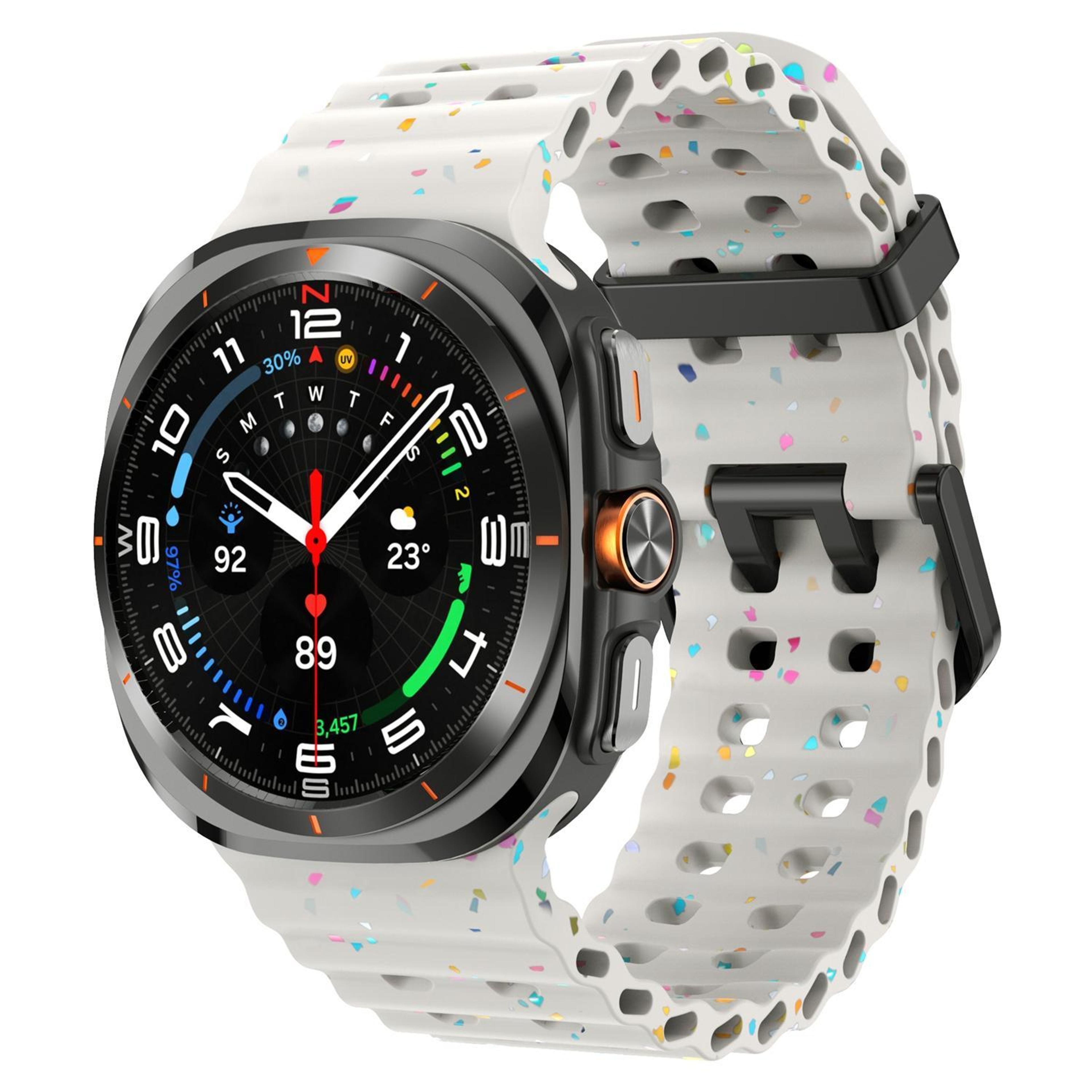 samsung galaxy watch ultra 47mm 2025 silicone watch band dual buckle colorful dots replacement strap