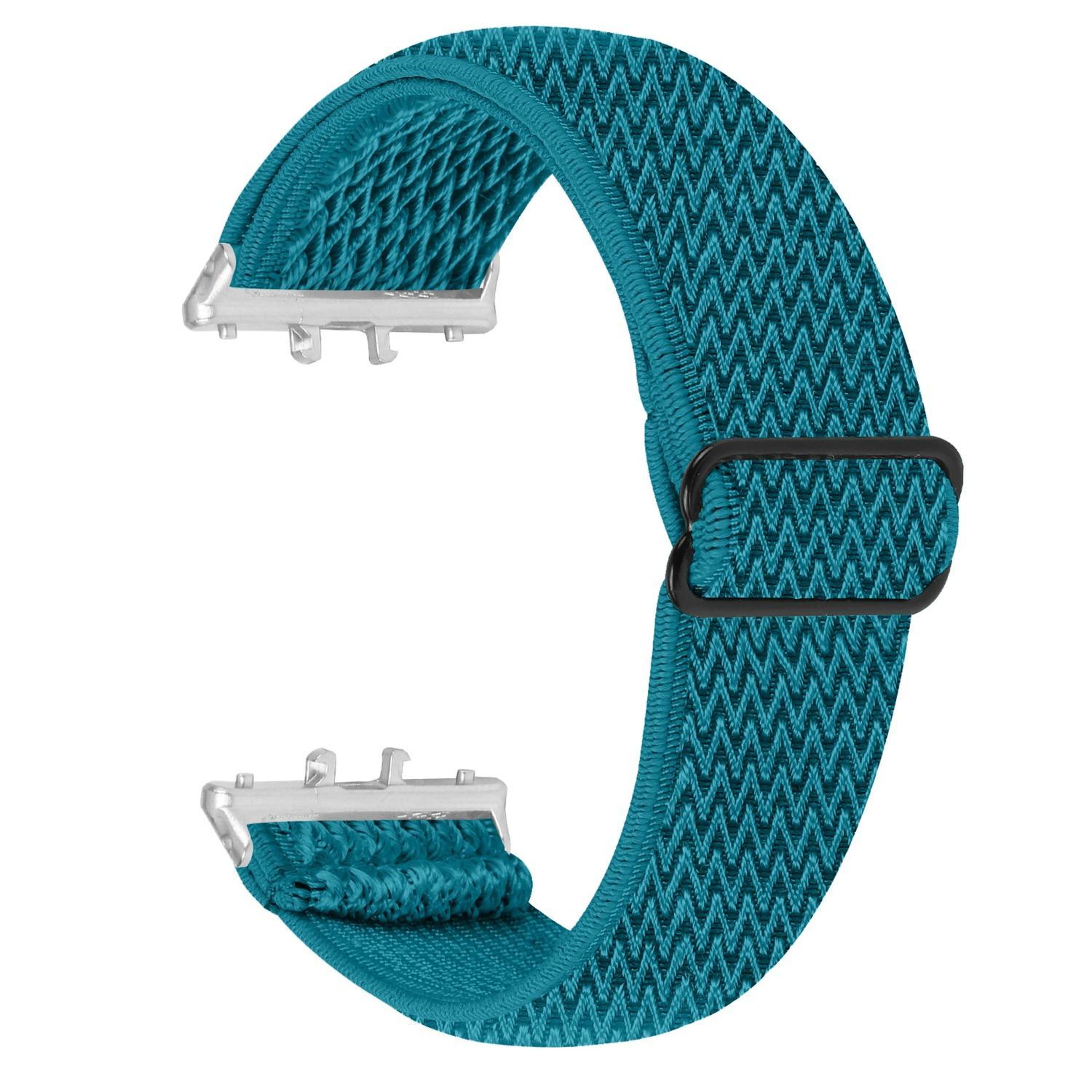 honor watch x5 elastic nylon watch band wave pattern woven watch strap with silver connector
