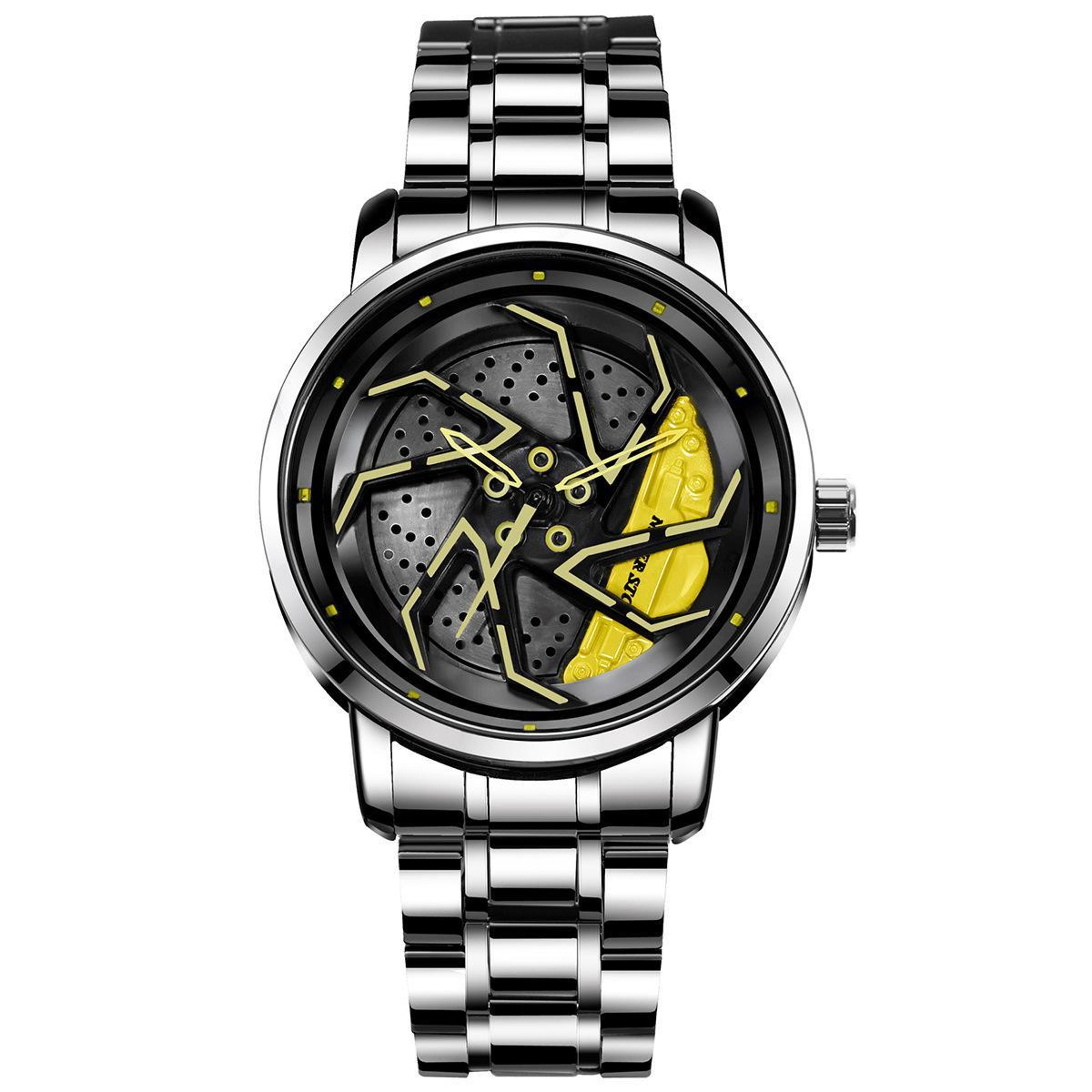 yazole n942 skeleton watch for men rotating dial quartz watch with stainless steel strap