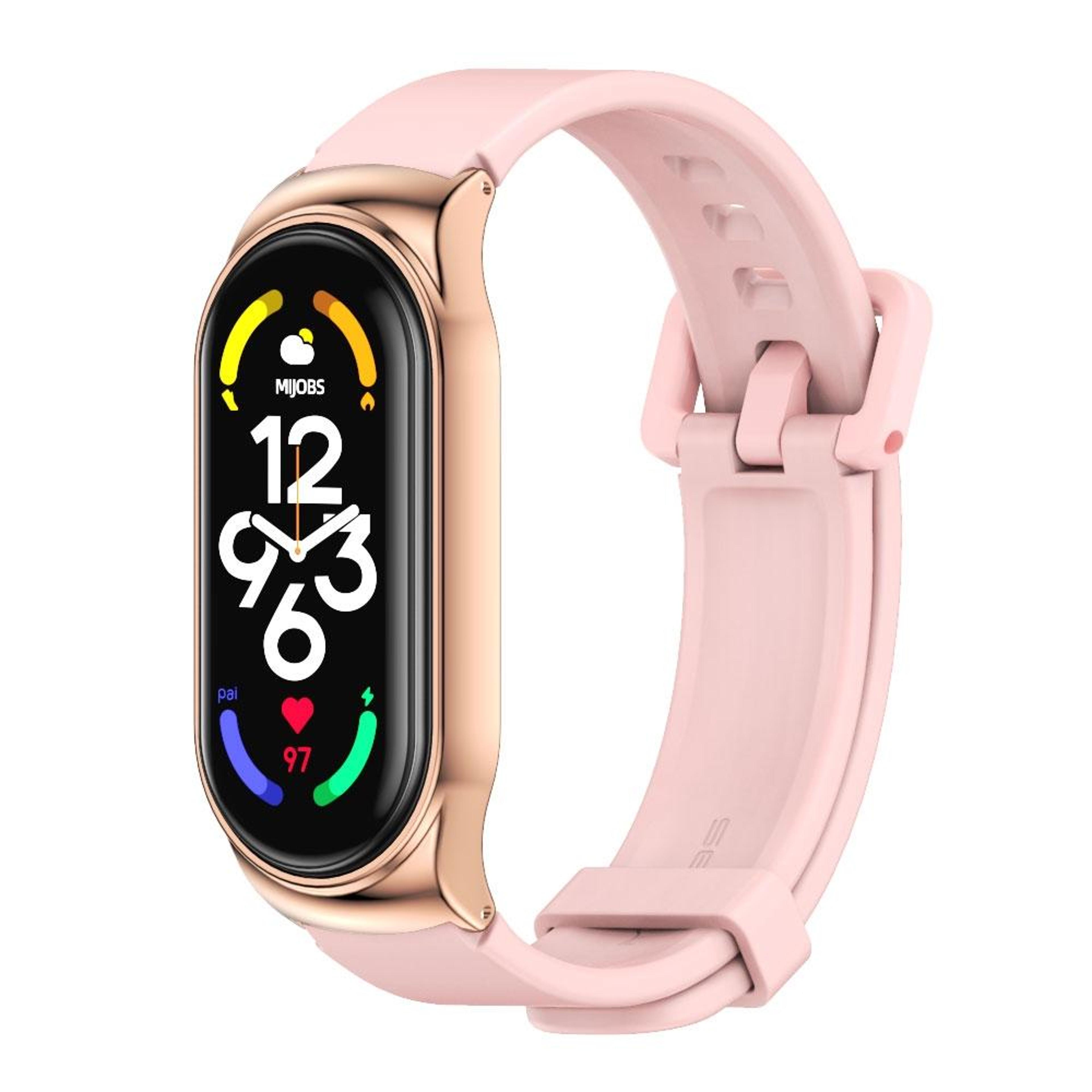 mijobs xiaomi mi band 7 strap metal case with silicone watch band protective replacement