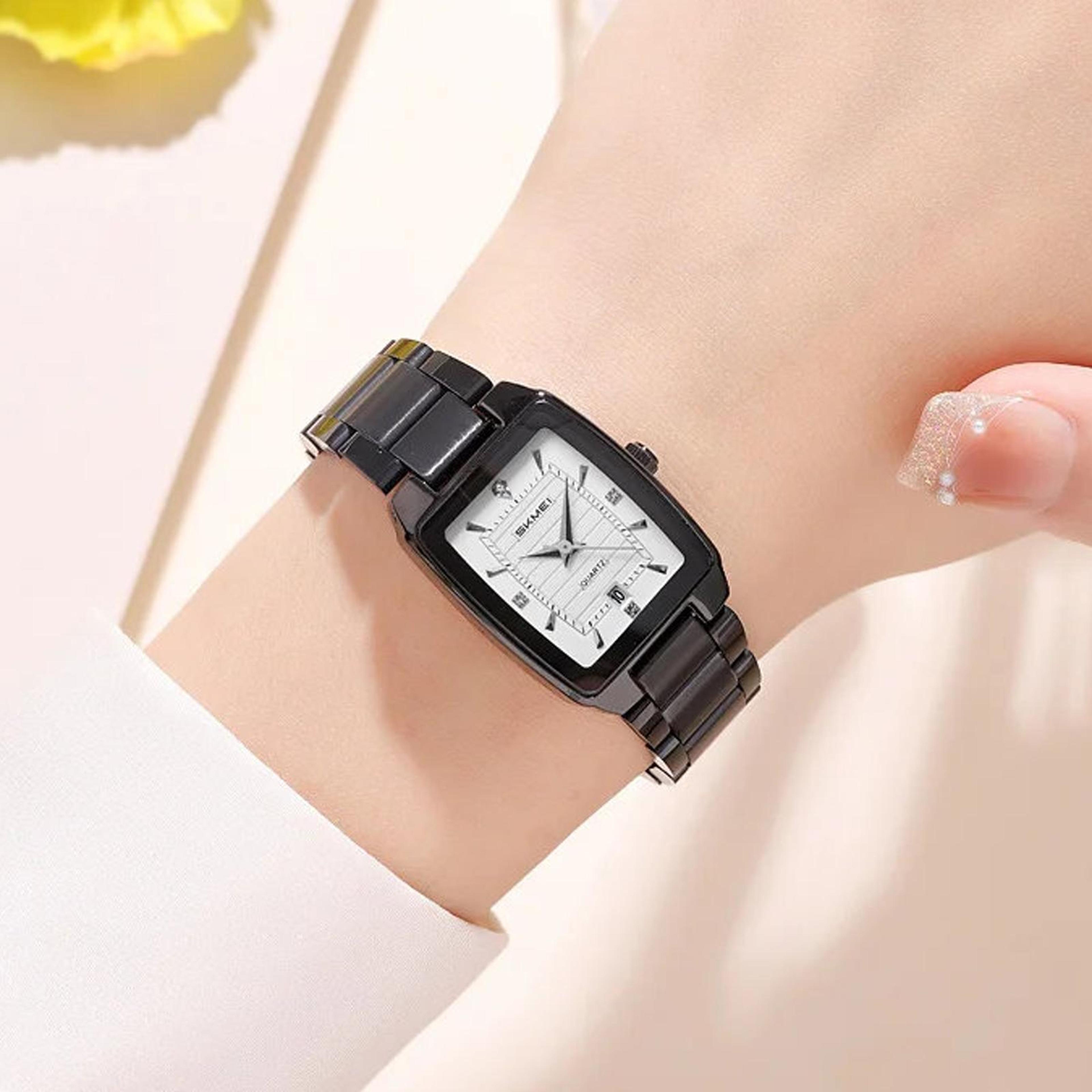 skmei 2578 women's quartz watch vintage square stainless steel watch 30m water resistant