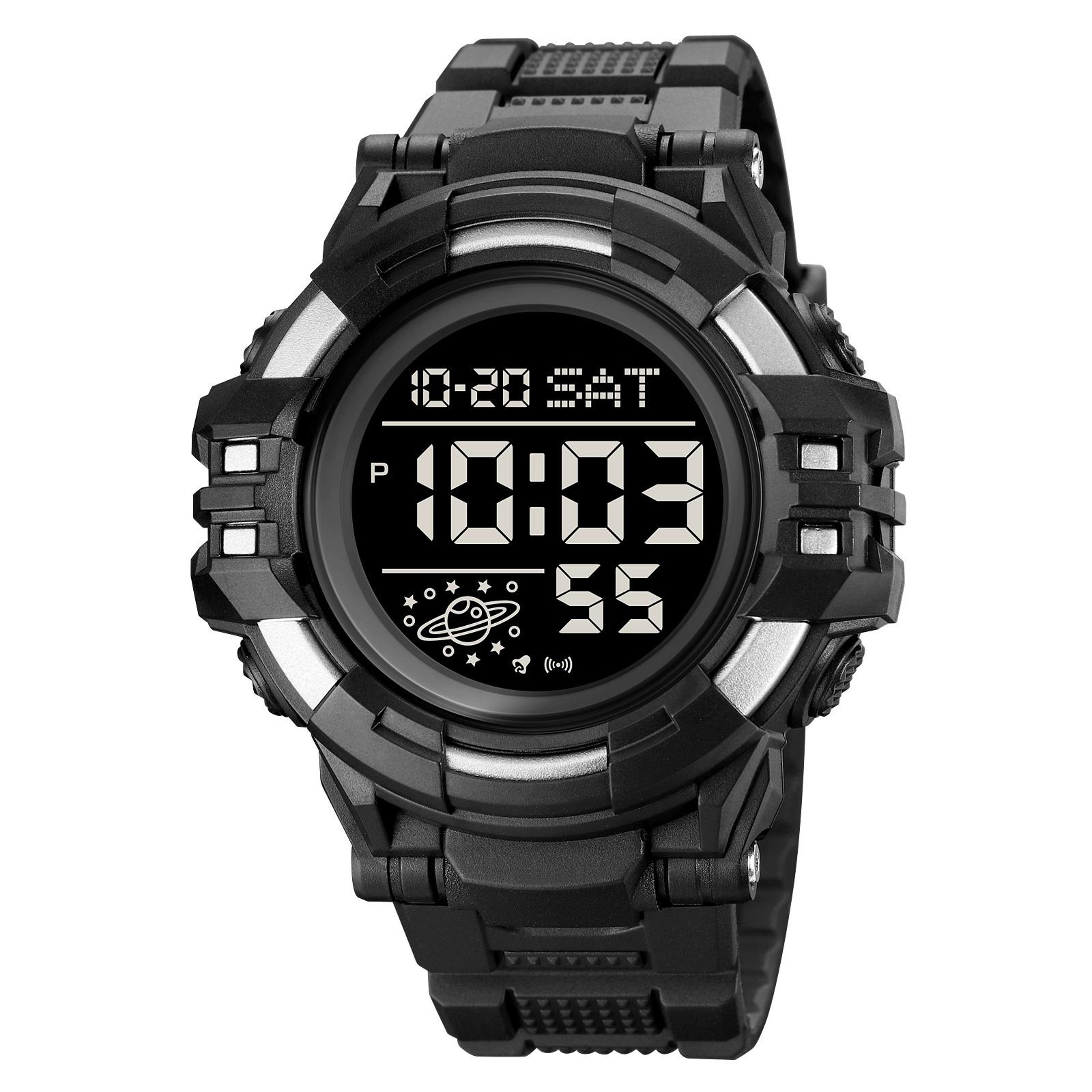 skmei 2003 digital sports watch 50m waterproof mens watch with dual time countdown and el backlight