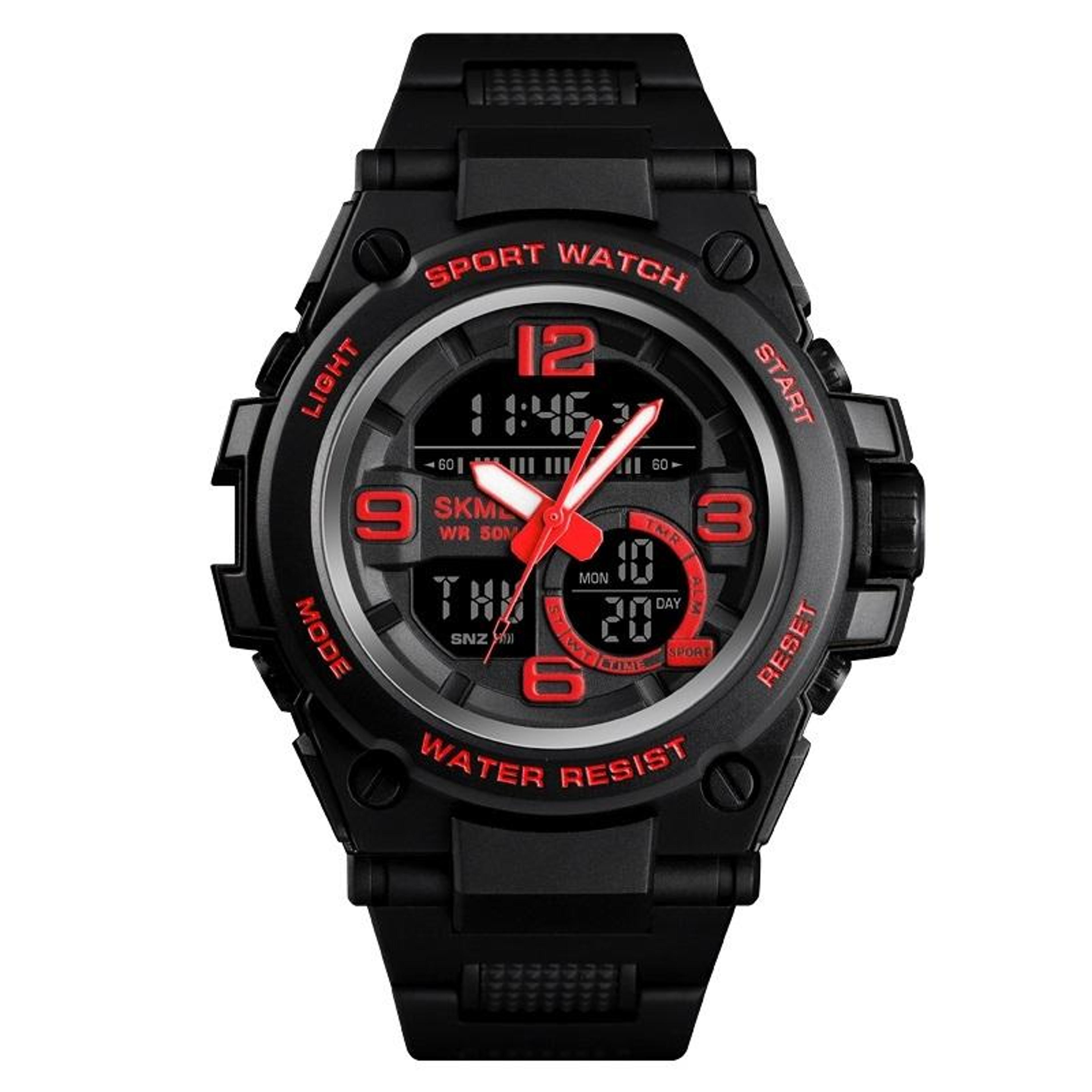 skmei 1452 outdoor sports watch 50m waterproof digital analog watch with triple time display