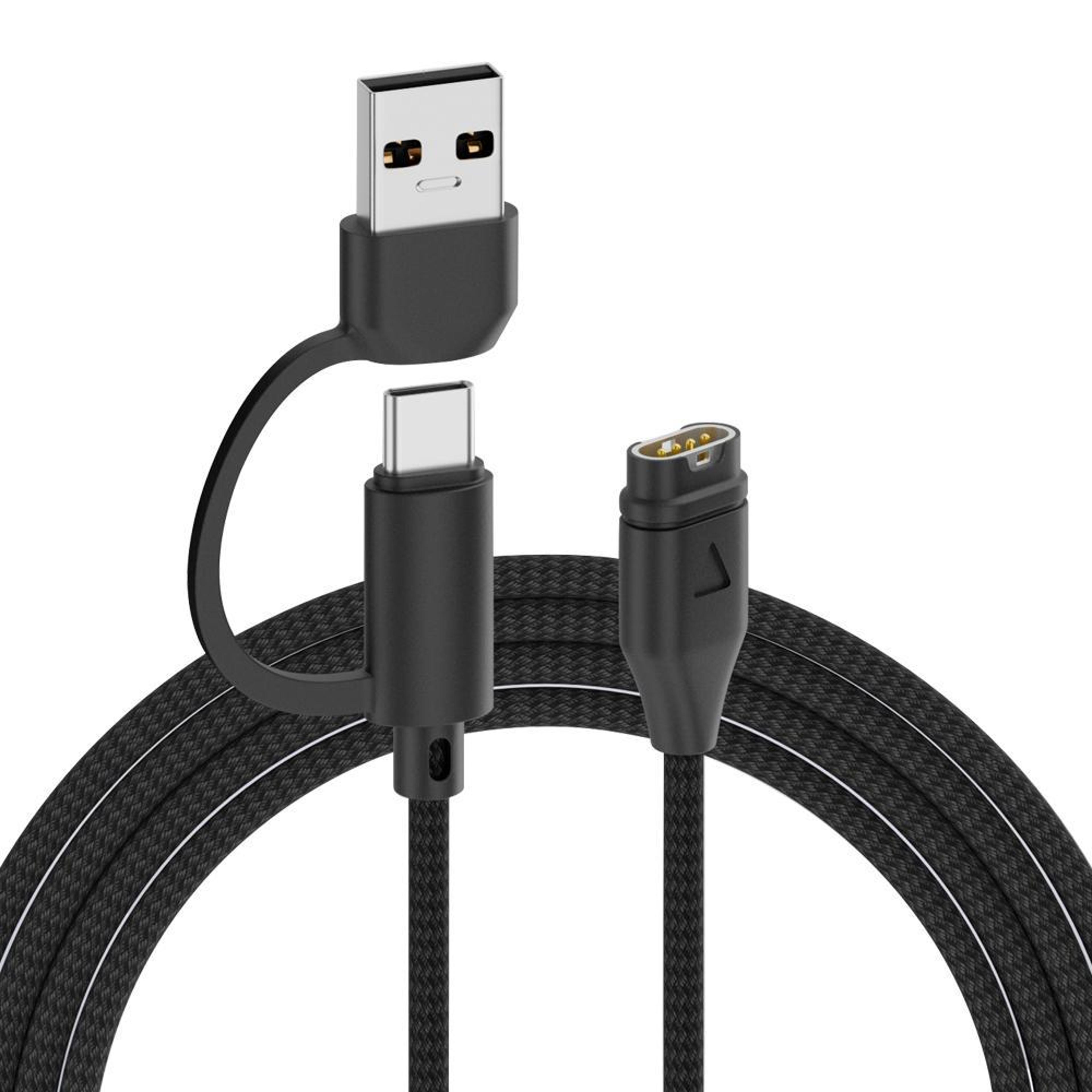 garmin watch charger 2 in 1 usb c usb a charging cable fast charging braided cable