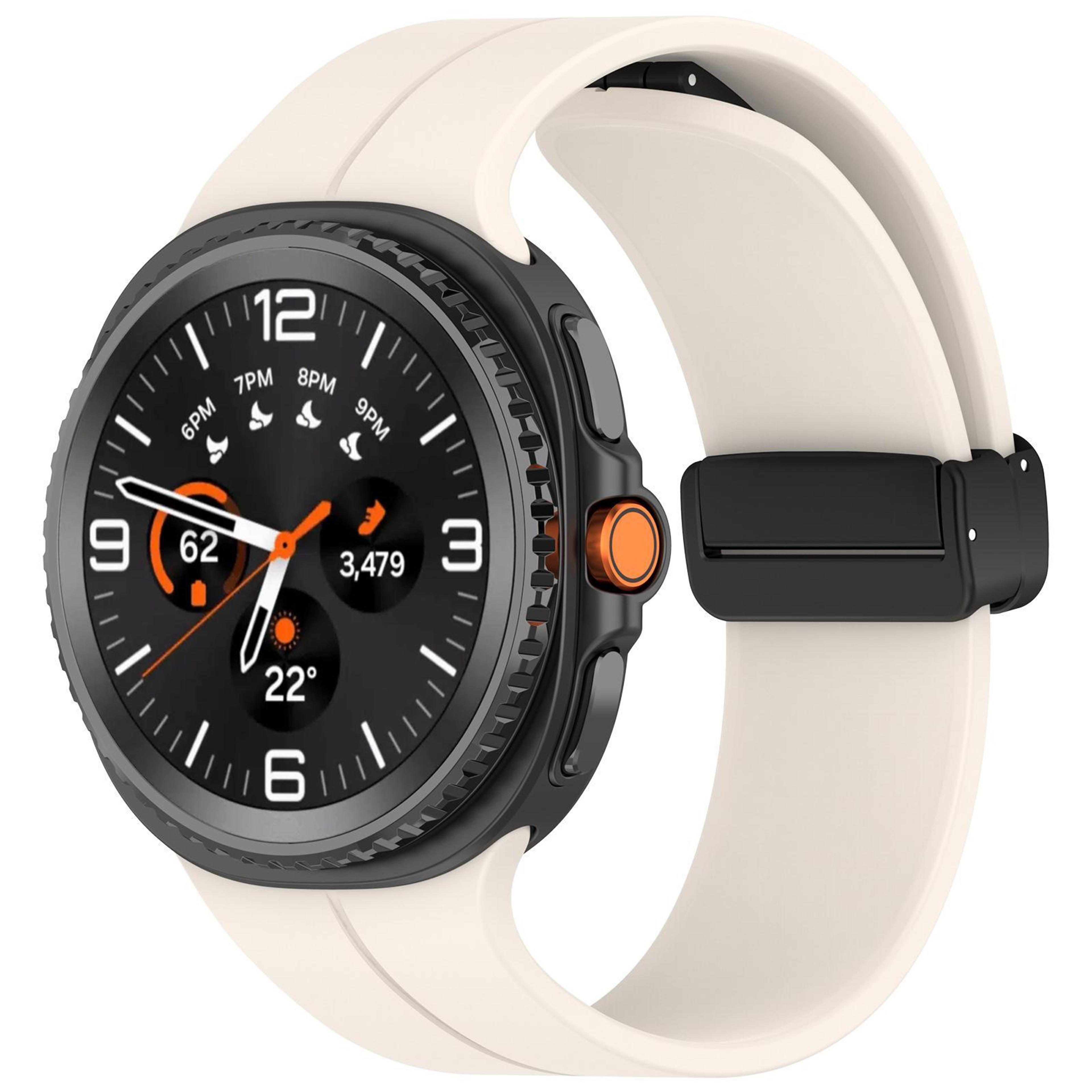 samsung galaxy watch8 classic magnetic silicone watch band with black buckle adjustable sport strap