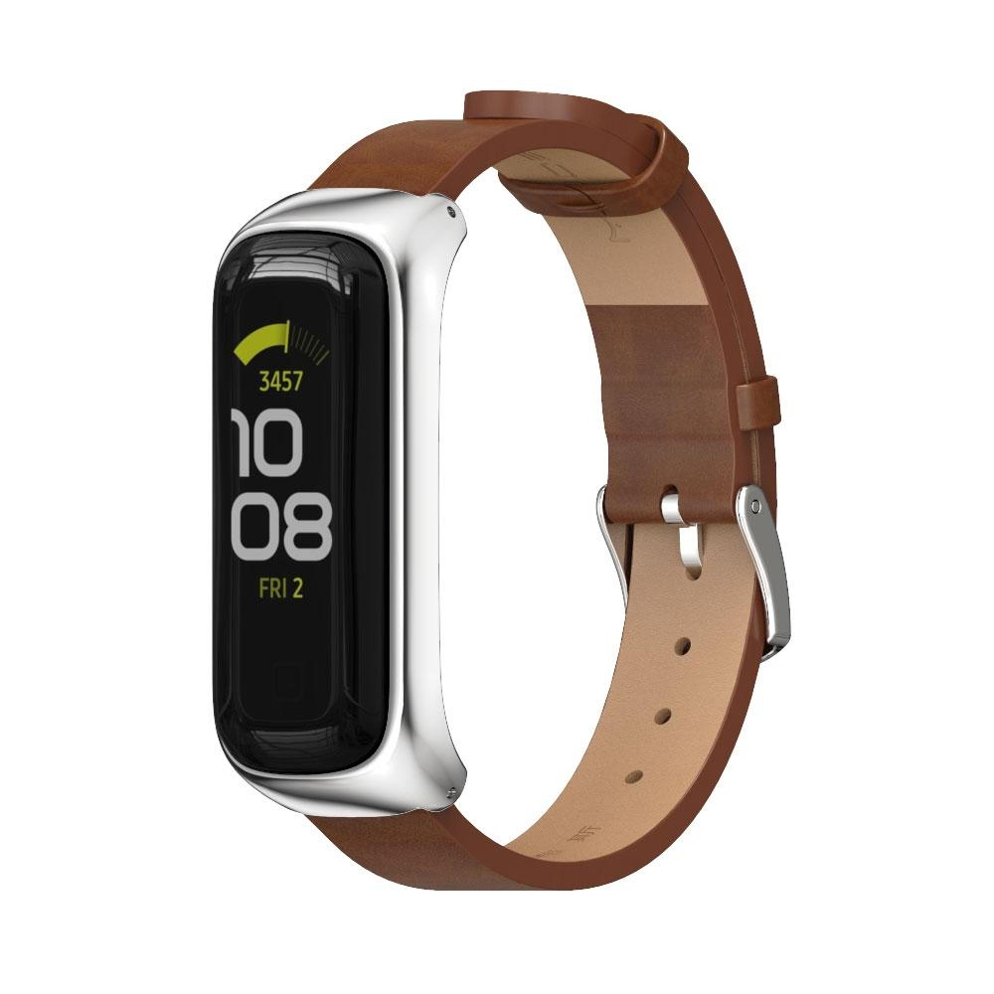 mijobs samsung galaxy fit 2 band microfiber leather metal watch band with protective case